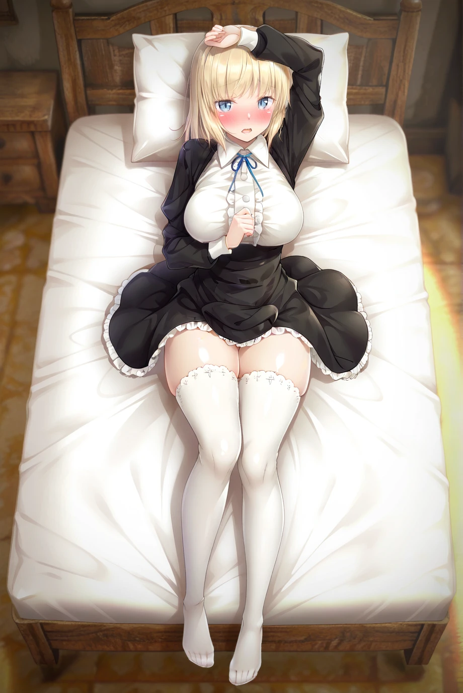 (8k, 最high quality)、Ultra-high resolution、adorable、 最high quality, beautiful, Absurd beauty,Ultra-high resolution、Light Hair、 Small breasts、((Braided half bob hair))、uniform , ((Sleeping with eyes closed)) ,Cute Characters, Most detailed, high quality、(missionary, boy, penis, lying, vaginal, ass pov, sex, nsfw)、nose blush、steam、Shiny Hair、Lying and sleeping、Very detailed, clear and beautiful face、Slender body、Awards, Anatomically correct、((Close ~ eyes))