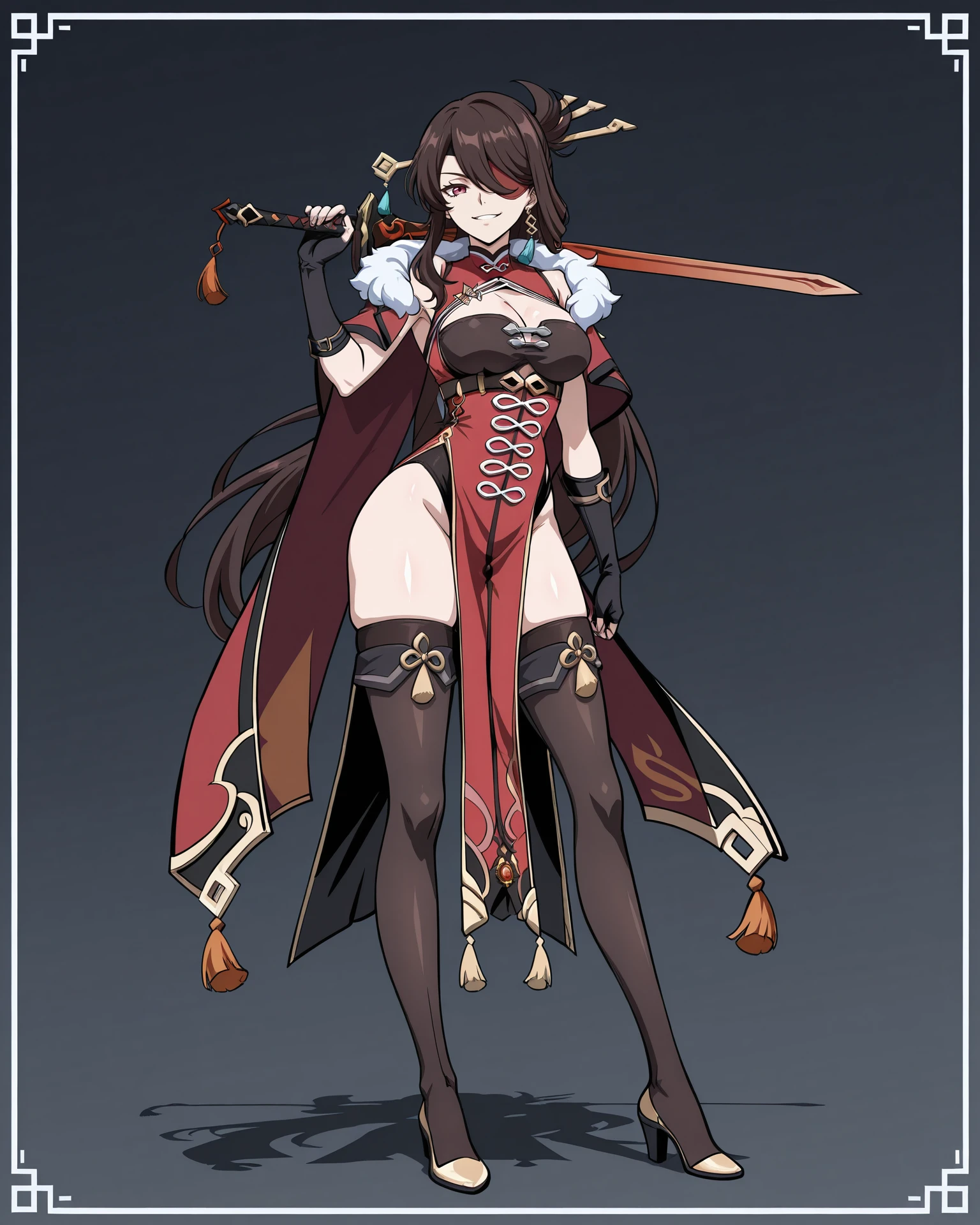 Full body portrait、Sexy Costumes、Phoenix、girl、An illustration、character、Flashy accessories、Front view、Standing figure from the front