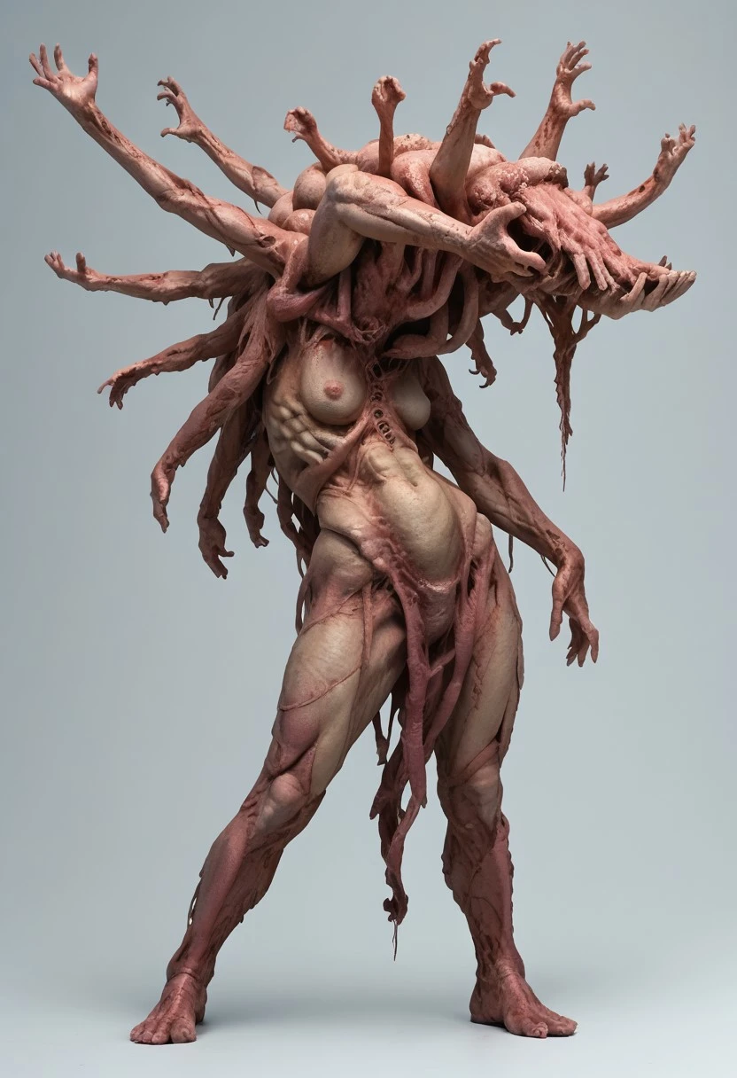 (carnage:1.5),(beautiful female model:1.5), (demoness with Large horns:1.25),(1 super muscular succubus with flayed skin:1.5), (covered in thick muscle suit:1.5), (exposed perfect anatomy:1.5),  high detail, best quality, masterpiece, finely detail, realistic skin texture, 85 mm art lens, f 1.2, sharp focus, 8 k high definition, insanely detailed, intricate,