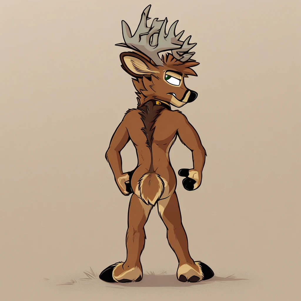 By bebebebebe, by lostgoose, by goonie-san, solo,aiming with bow and arrow,boy, rabbit, sexy, hair, smiling, happy, full body, nude,