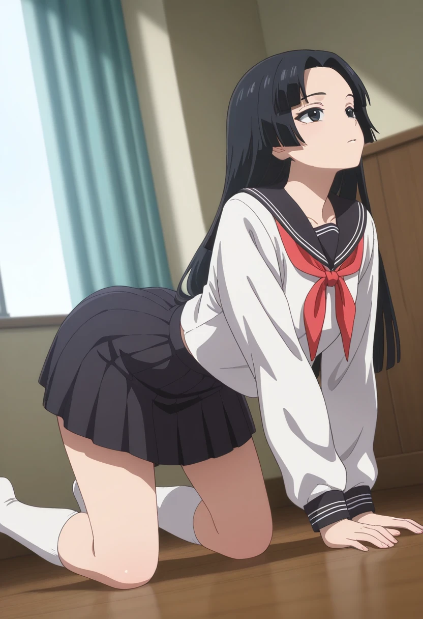 (top-quality、At 8K、32K、masterpiece、nffsw、超A high resolution、Impresionismo、Photorealsitic:1.2)、Colossal tits、cowboy shot, detailed faces and eyes、 Inside the classroom、Schools、Evening glow、beauitful face、blurry backround、16-year-old beautiful girl、shinny skin、Side Up、Beautiful black hair、Blunt bangs、Red Eye、(Katyusha:1.2)、a sailor suit、Pleated miniskirt、Curve、Sitting on a desk、(Opening legs、You can see light panties.:1.2)、embarrassed from、(8K, Raw photo, Best Quality, masutepiece:1.2), high-definition RAW color photography, professional photograpy, (Realistic, photographrealistic:1.37), ((Best Quality)), Cinematic Light, (finerly detailed face:1.2), (masutepiece:1.5), (Best Quality:1.2), ),nffsw, (Big hair), , NSFW,Naked,fullllbody,Peeing,blush,Sexual slavery, torture, gang-rape, assault, Rape, Rough sex,Detailed face, Detailed , Detailed genitals, Detailed , Steaming by mouth, Steaming from , Painful expression, Pee gushing from the urethra