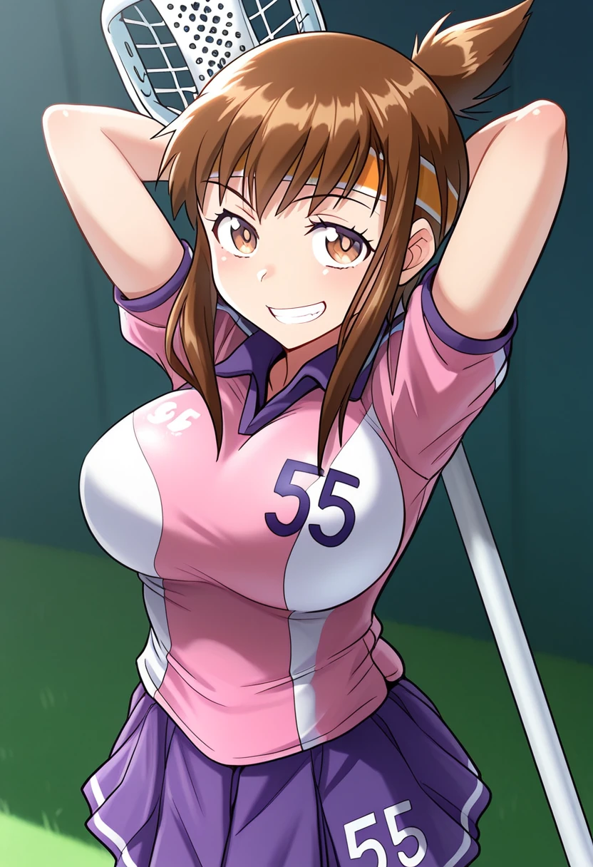 curvy midsection, solo, 1 girl, ultra toned arms, sweating very nuch, tired, smile, breathing heavily), (detailed titration screen, upper body only, anime style: 1.8, anime drawing, ultra detailed face, ultra detailed body, 4k, Sumergai Lee Noriega, (standing), best quality, anime style, hires, highest definition, digital blending, bold drawing lines, ((wwe diva), (location: wrestling arena, crowds watching), ( slim body, (little biceps), , off-shoulders, closed fists, (very curvy: 2.8)), ((topless, nipples, jeans, white gloves, collar, hand protector, (champion belt on bare belly))), (pale skin, big breasts, widely open mouth, teeth), (big eyes, brown eyes), (leaning forward), (brown hair, loose hair, curly hair, wavy hair, long hair, missy hair), 27 years old,