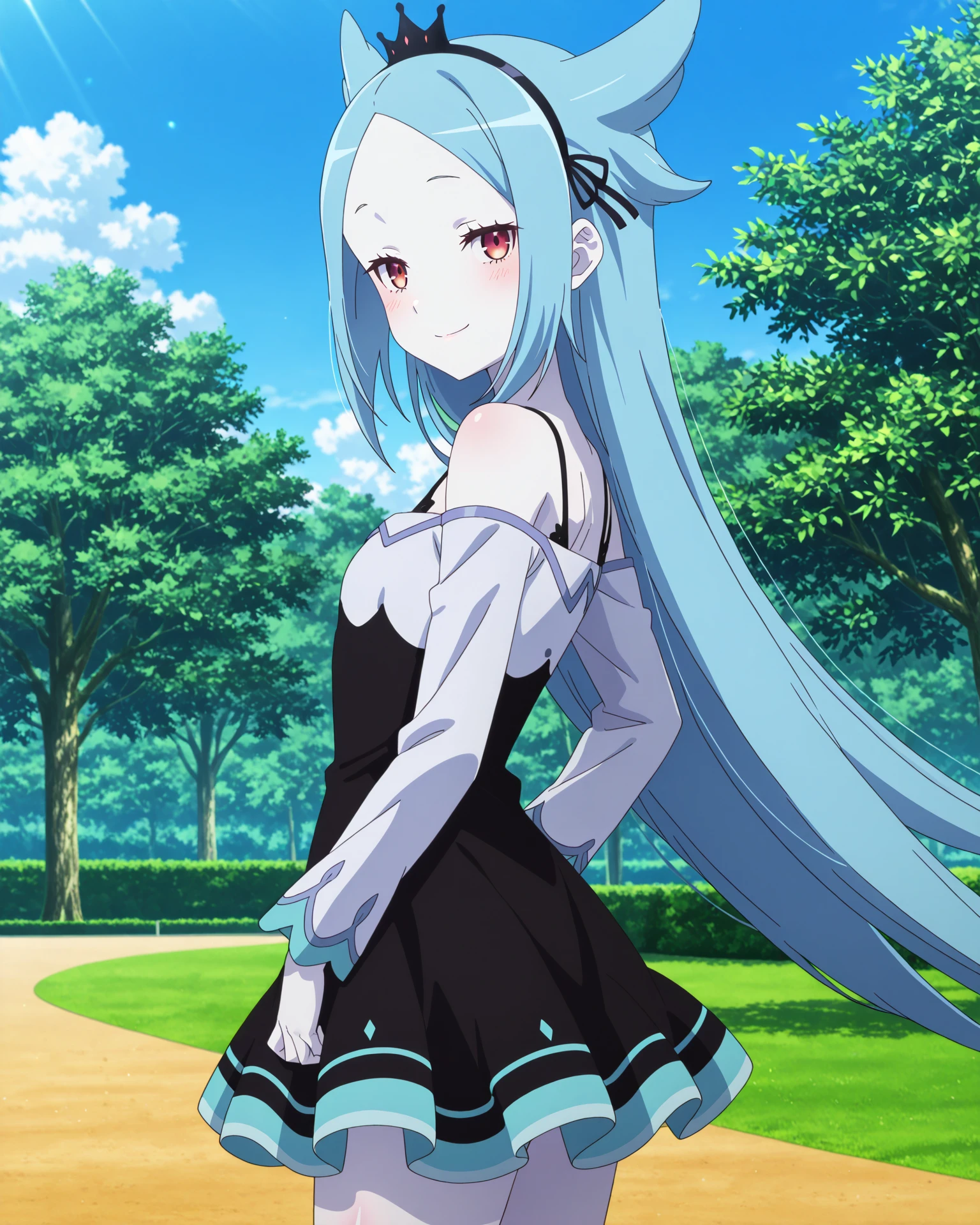 4k, ultra-detailed, absurdres, high resolution, beautiful lighting, cinematic composition, sharp focus, newest, (masterpiece:1.3), (best quality:1.3), (anime screencap:1.5),
highly detailed shading, soft shading, glossy skin, realistic proportions, standing,cowboy shot,smile,looking at viewer,
soft lighting, blurred background, outdoors, park,blue sky,
petite, from side, hand on own hip,
<lora:susamix010-pony:0.6> (anime coloring),
<lora:AddMicroDetails_Illustrious:0.2> addmicrodetails, <lora:Yuzuha__Conception_The_Animation:1> yuzuhaconception