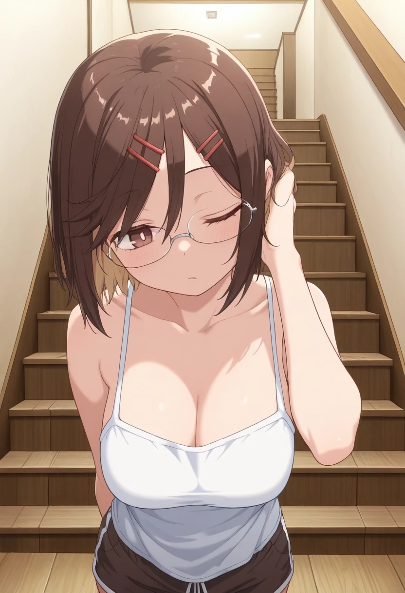 nsfw:1.2,17 years old, With a girl, Old style white swimsuit,(Large Breasts:1.2),Tight waist, The hairstyle is a bob cut, Poolside Background,smile,Full Body Lesbian、Erect nipples、camel toe、Sweat:1.5、Overflowing Sex Fluids:1.4、(ass pov,1 boy, penis, breasts blowjob, paizuri, penis is between breasts:1.5, penis in breasts, breast squeeze)
