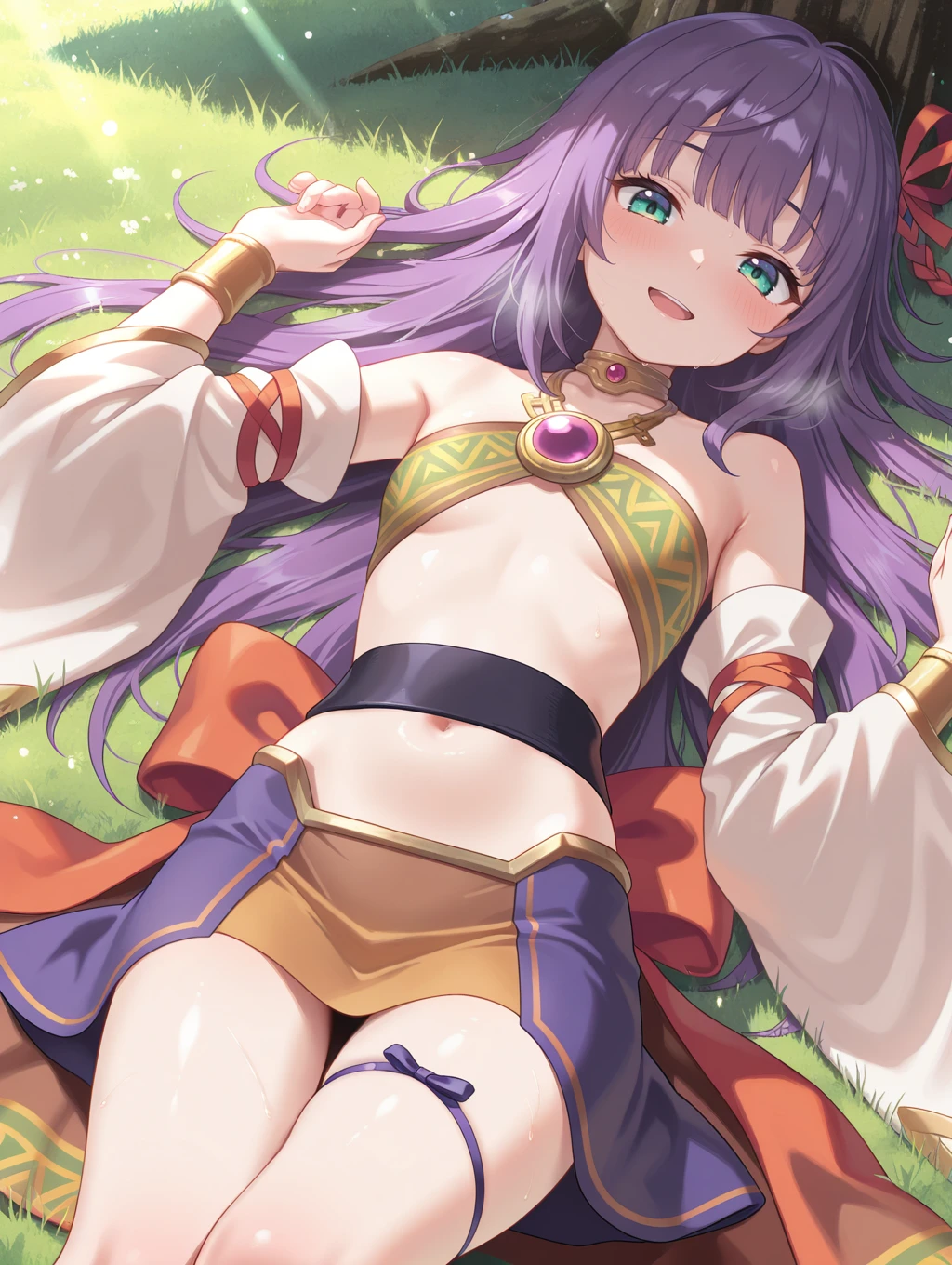 (人物: Ninomae Ina'Nis), {purple hair}, tentacle hair, purple eyes, a golden tiara,  absurdres, highres, (official art, beautiful and aesthetic:1.2), close view,
shining sky, vast world, girl, gazing, awe-inspiring expression, distant horizon, clouds, high hill, natural beauty, inspiration, light effects,