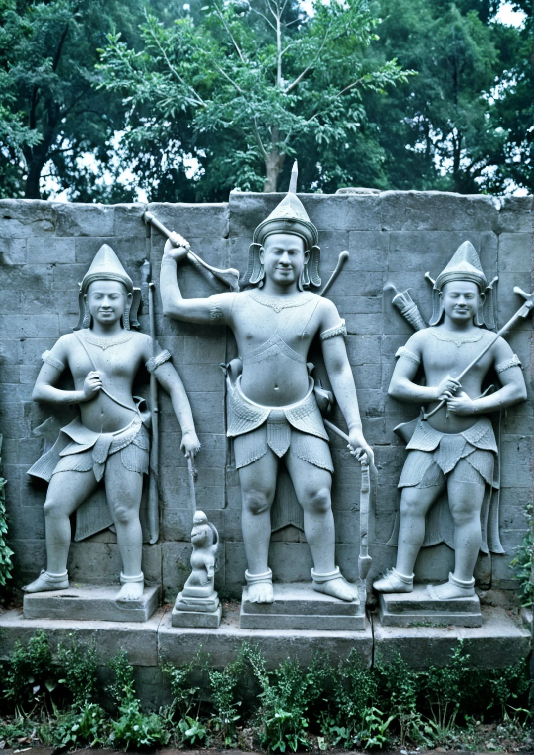 Ancient Khom Stone Wall Sculptures [XL, Pony, Illustrious] Pony V1