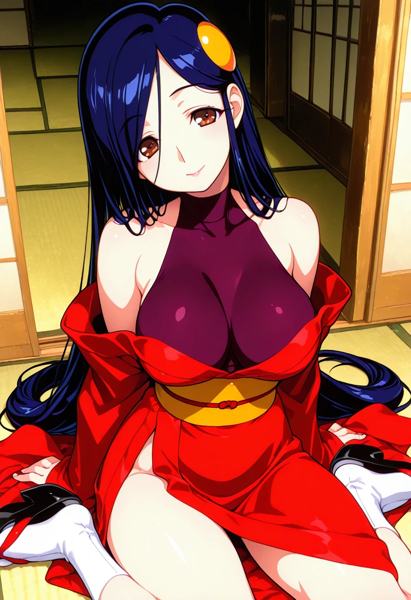masterpiece, best quality, intricate, absurdres, 1girl,  <lora:Mari:0.5> long hair, animal ears, pink eyes, japanese clothes, kimono, facial mark <lora:PulenKompot-Voluptuous-v1.2:1> voluptuous <lora:FoxiCube Style Lora:0.8> FoxiCube