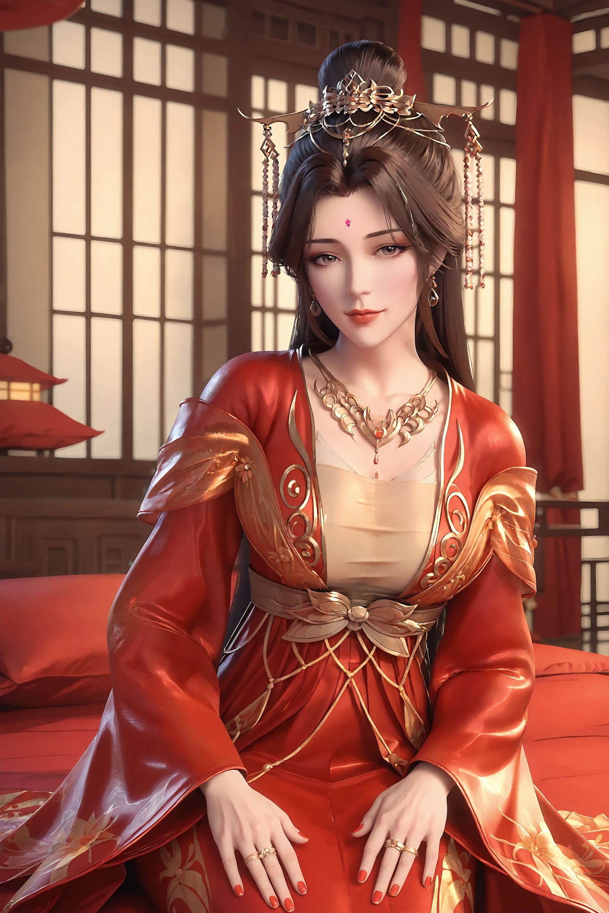 一个女孩Lying in bed，Dressed in suspender pajamas，Face up，Raise your legs slightly，Front view super detailed beautiful big breasted girl 16 years old. Ultra HD, 4K, 8K, Movie，whole body，Lying down，Long legs，Very big breasts，whole body捕捉，（（（Lying in bed））），（（（whole bodyLying in bed））），big bed，Off-shoulder，Shoulder-length skirt，Lying in bed，Sleeping on the pillow，Lying down，Headrest pillows，（（（平Lying in bed））），whole body平Lying in bed