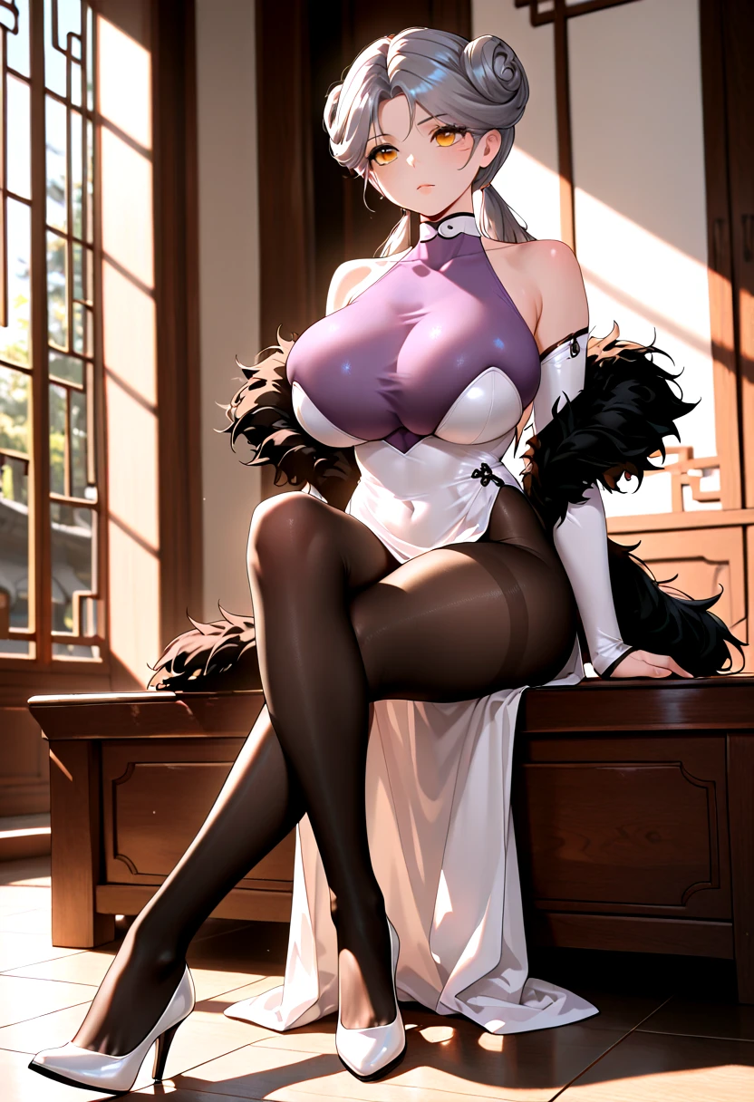 "Portrait of Riruka Dokugamine in her 20s, showcasing outstanding craftsmanship and unparalleled quality. She is seen wearing a form-fitting pink top and stylish grey leggings, with her ample bosom accentuated. Her expression radiates pure joy and happiness."