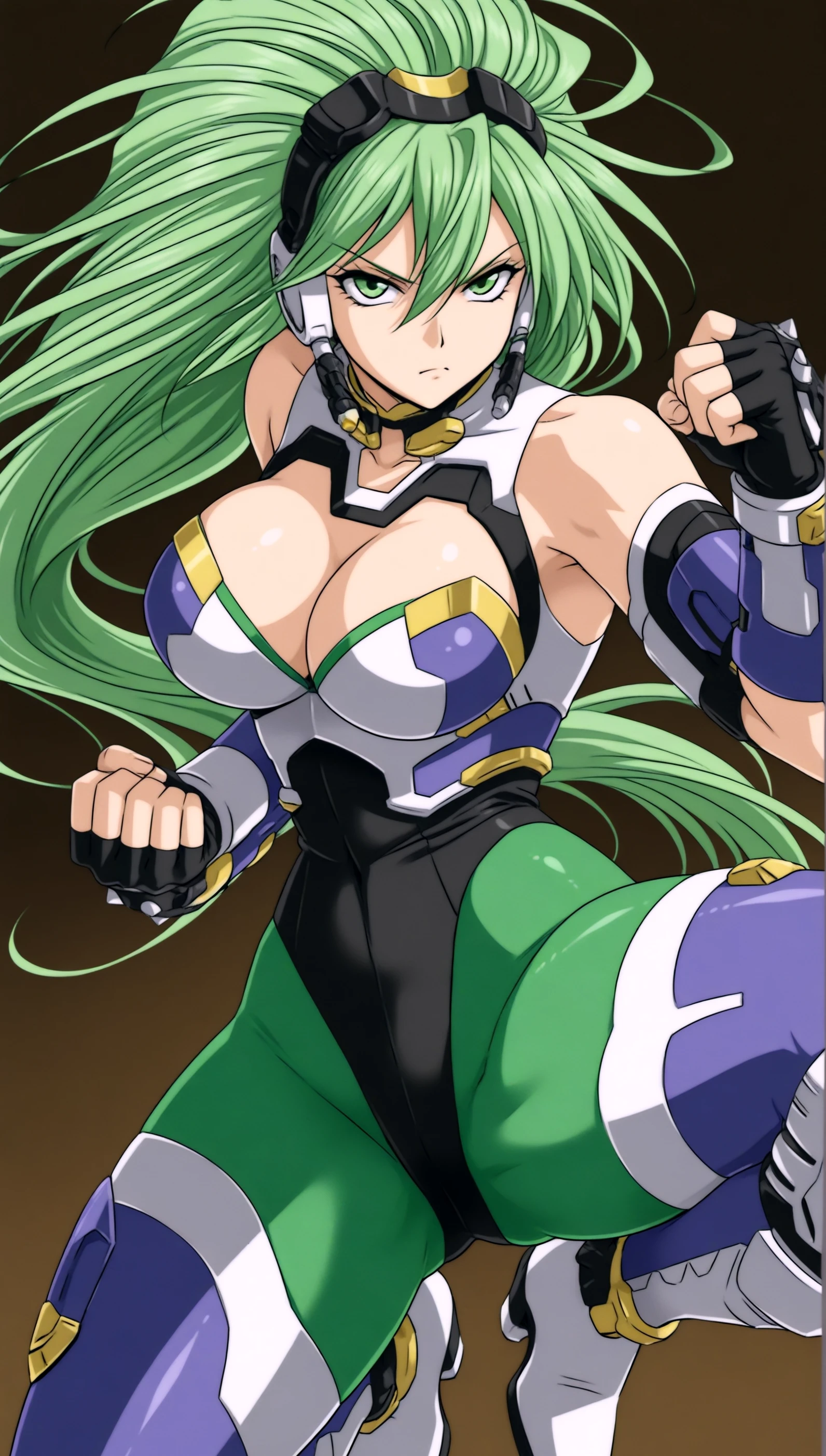 Female Combatant、Green haired Japanese girl、Close-up of a girl in a purple bikini、Purple shiny bikini、Black boots、A golden snake circlet on his head、Saiyan Girl, wonderful, Nano Girl, Female body type, Inspired by Hiromu Arakawa, Anime Manga Robot!! Anime Girls, Fubuki, Full Body Suit, by Hiromu Arakawa、wonderful, silk, Beautiful and attractive anime teen, Anime Girls of the future, tears,Drooling,Pee,Sweat,Tongue out,incontinence,Peeing、Estrus、Eyes wide open,Estrus,Blushing,Nipples are erect,Face is hot、Lust、incontinence、Armpit Hair、pubic hair、Anguished expression、Doomsday Demon