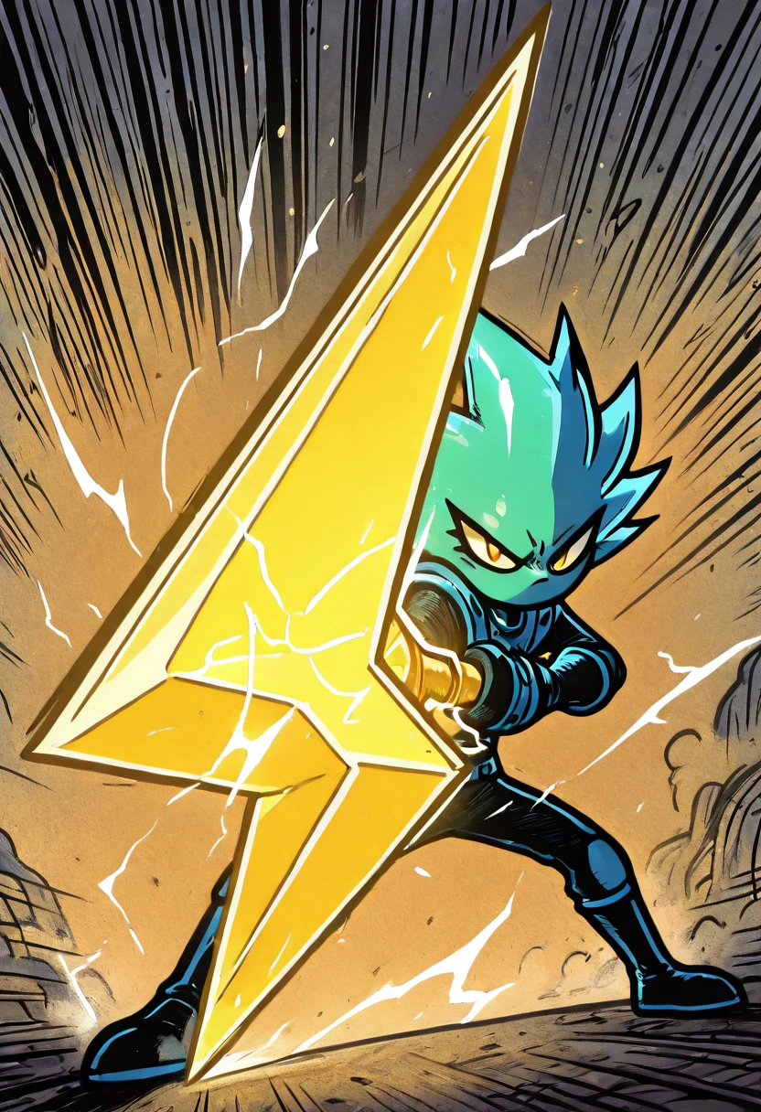 masterpiece, best quality, solo, bzzb4tt3ryCitron, <lora:BuzzBatteryIXL:1.0>, , IncrsPunchMeme, incoming attack, <lora:PepePunchMeme_illusXLNoobAI_Incrs_v1:0.8>,