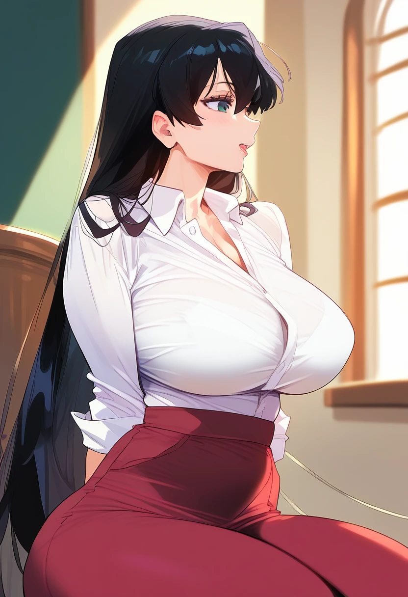 (masterpiece, best quality, unity 8k wallpaper, highres), ambient light, (ultra-super-beautiful-detailed hair face kind-eyes skin, very slender:1.4), (perfect arm and hands, perfect anatomy), BREAK
 1girl, solo, <lora:chara_FateStayNightUBW_TohsakaRin(Mature)_v1:0.9>, <lora:more_details:0.4>, <lora:try-artist-richy-v1:1>, vely-long sagging doropping gigantic breasts, tohsaka rin, long hair, brown hair, blue eyes, BREAK
 red shirt, collarbone, miniskirt, black skirt, black pantyhose, BREAK
 in beautiful bedroom, on bed, day, light smile, cowboy shot, Feels good, looking at viewer, spread legs
