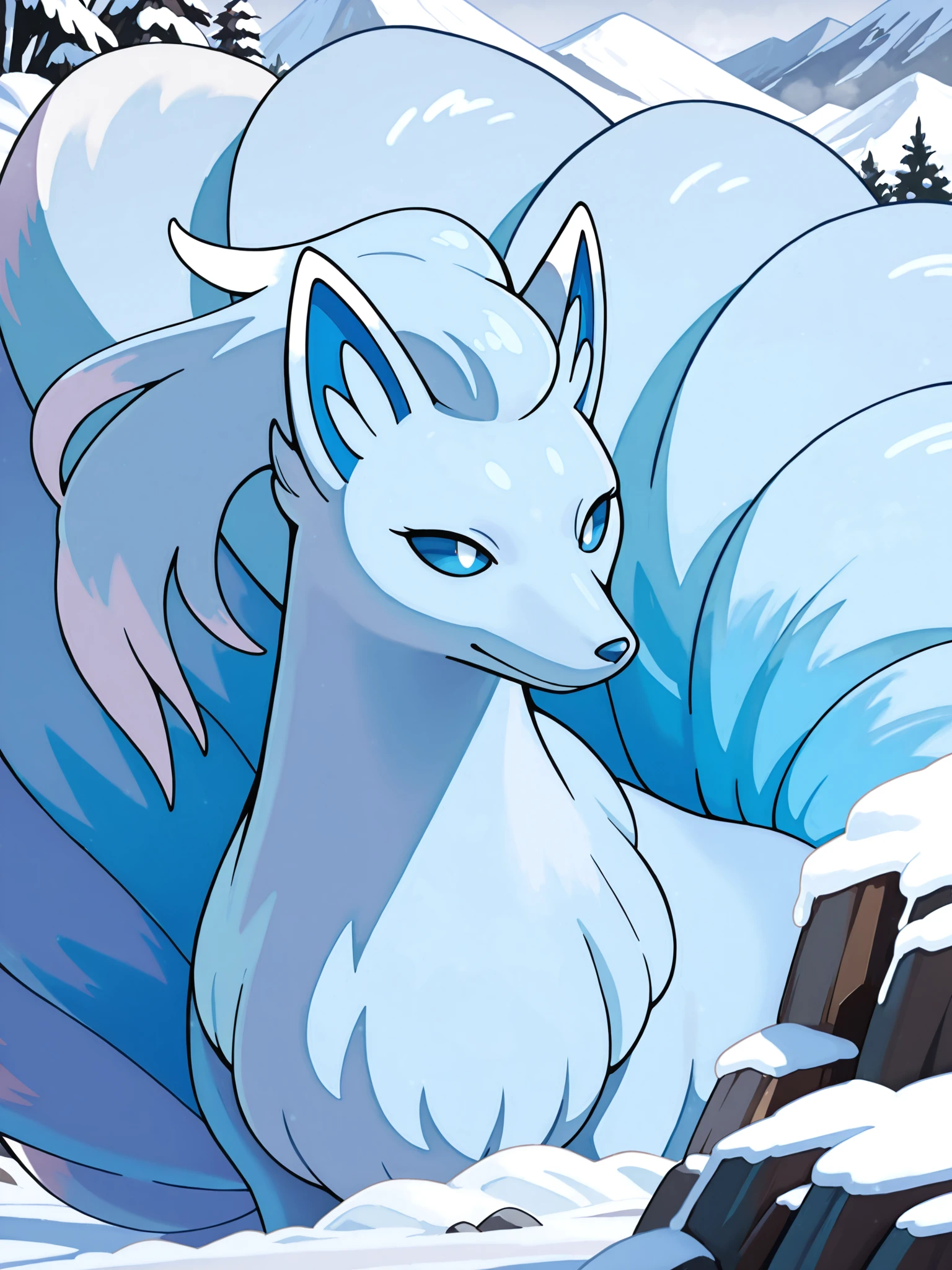 masterpiece,best_quality
alolan_ninetales, pokemon (creature),
<lora:AlolanNinetales_1v:0.7>,ALOLA_NINETALES,
forest,mountain, lake, snow, snowflakes, snowing