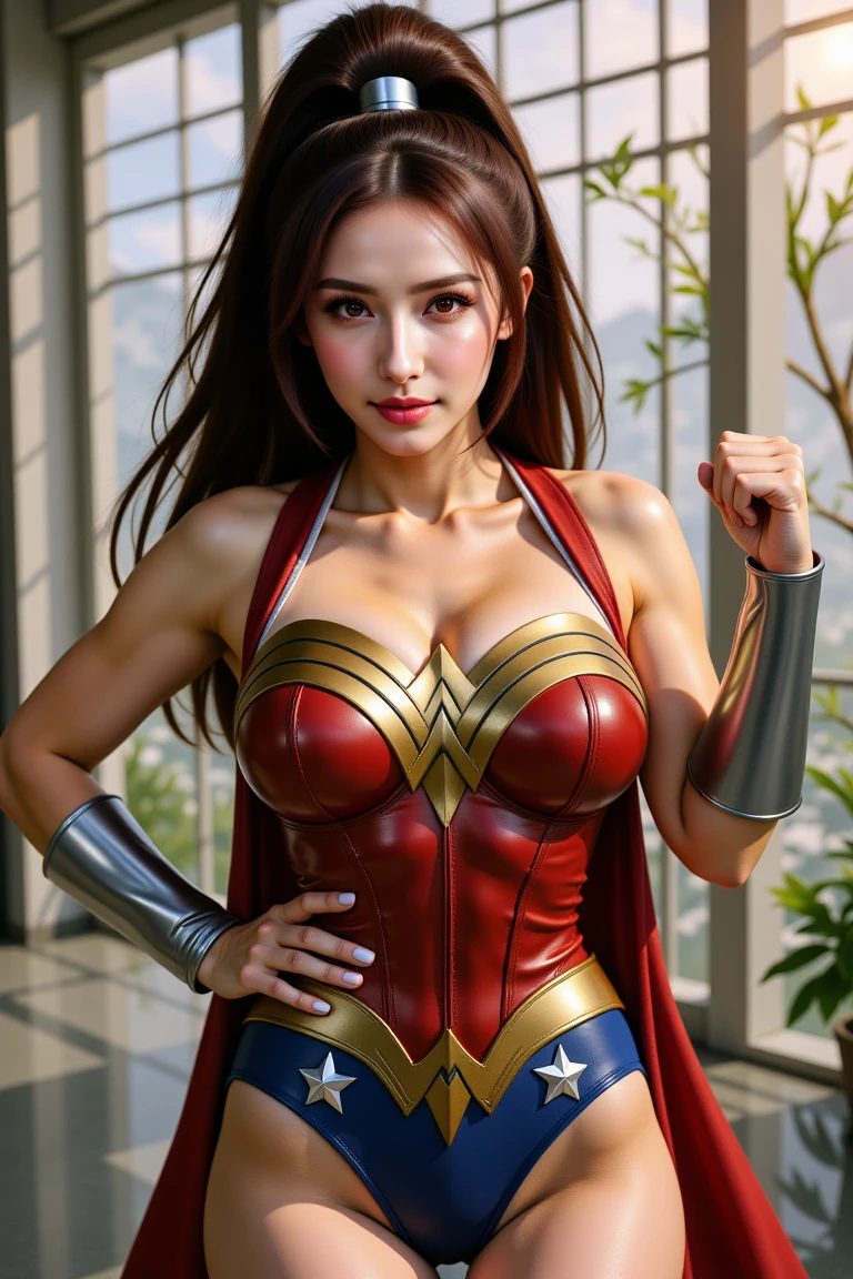 Close-up of a costumed woman and a group of aliens, James Jean Soft Light 4K, Wow : :, Art Deco style, Wonder Woman Portrait, Inspired by Noriyoshi Ohrai, Trending on artstation, Mechanized Soldier Girl, Ski resort : :  