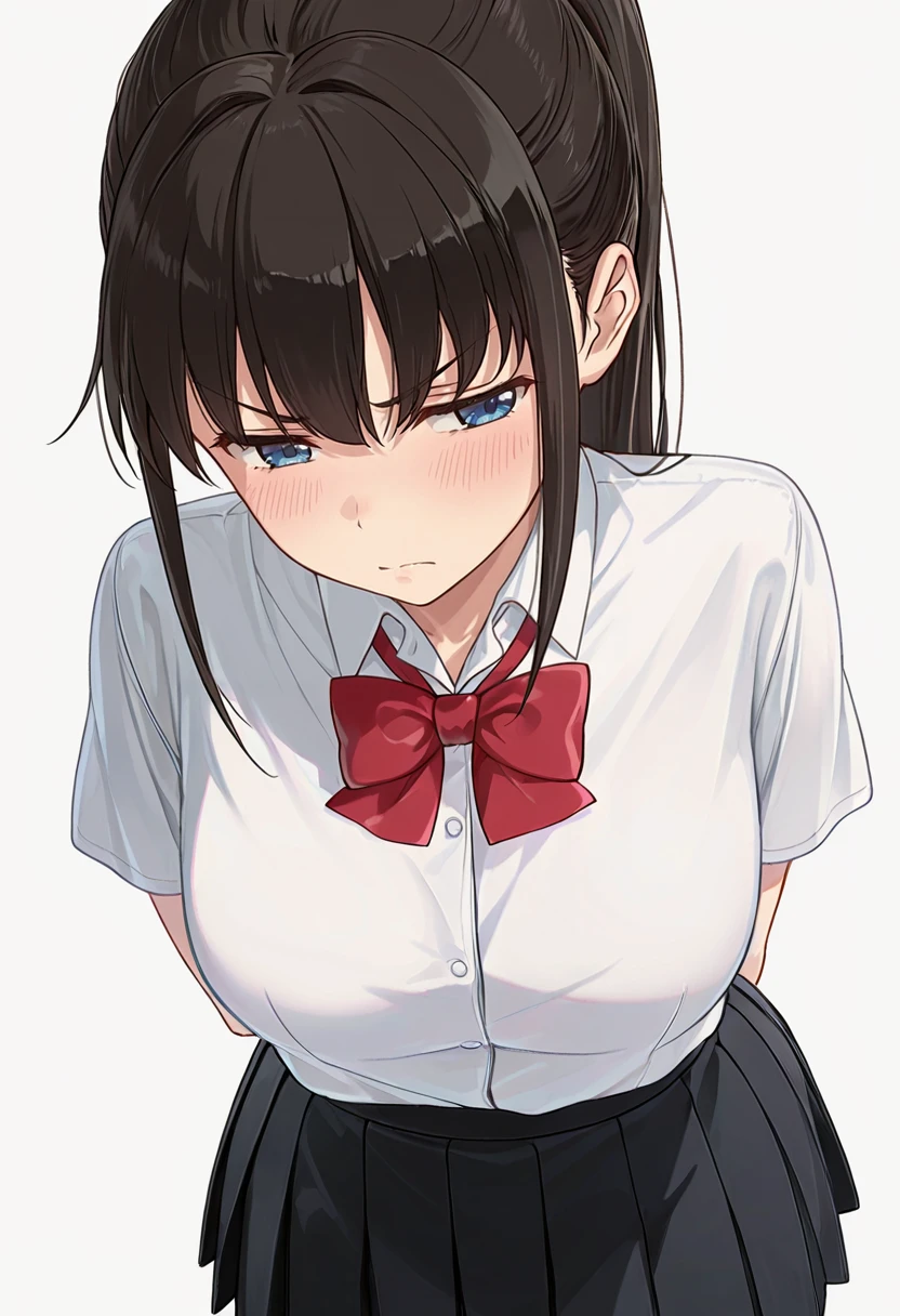 masutepiece, Best Quality,Illustration, Wallpaper, Ultra Detail, Little Face Girl、(((molesting)))、Detailed eyes, Medium short hair、drooing eyes、((shame:1.3))、(Teary-eyed:1.5)、Cute white underwear、(blazers、Kilted skirt)、ample breasts、((Morester))、((Girl being taken off her skirt by a man))