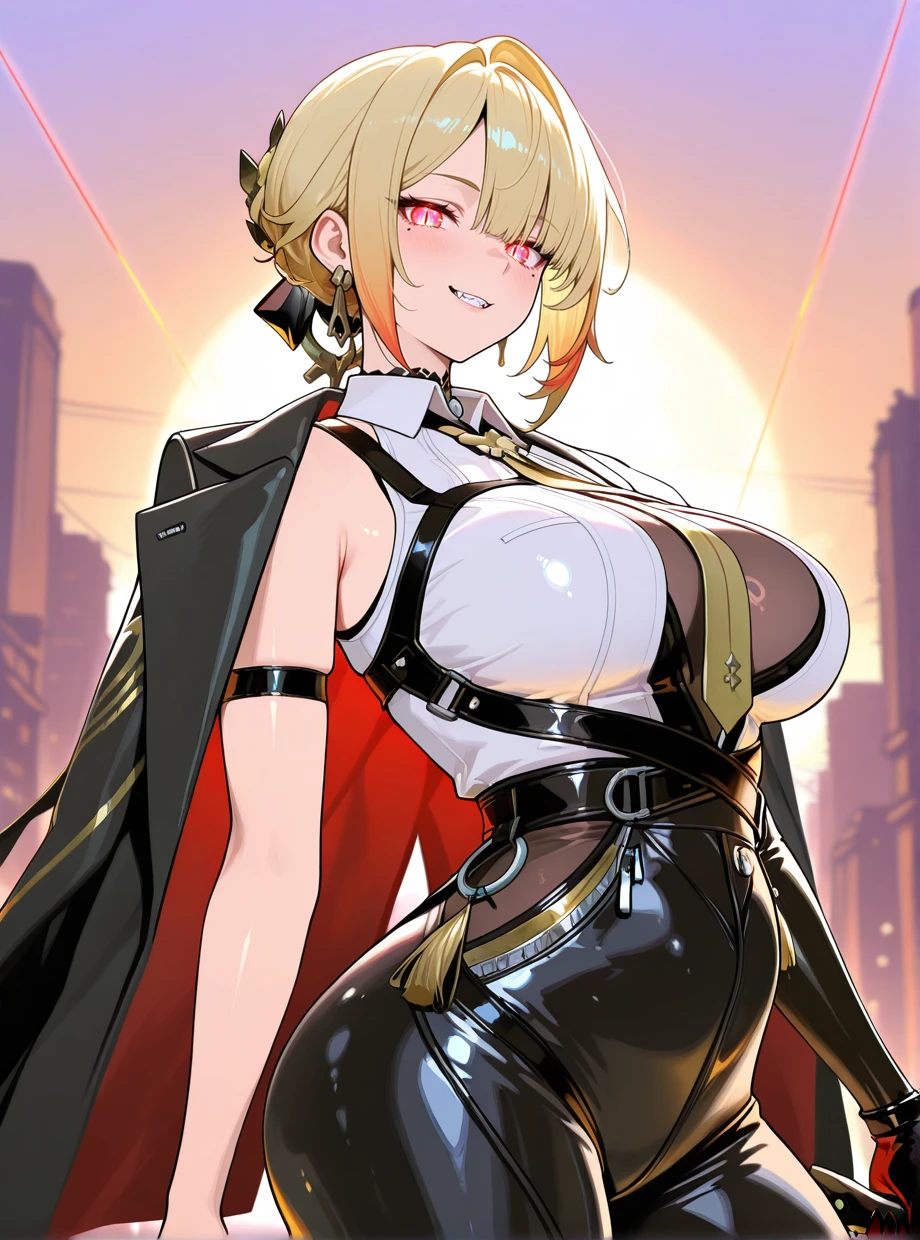 score_9、score_8_up、score_7_up、source_アニメ、solo、Staring at the audience、Seductive look、Are standing、Wearing clothes、Big Breastitsuki Bakugo、pants、