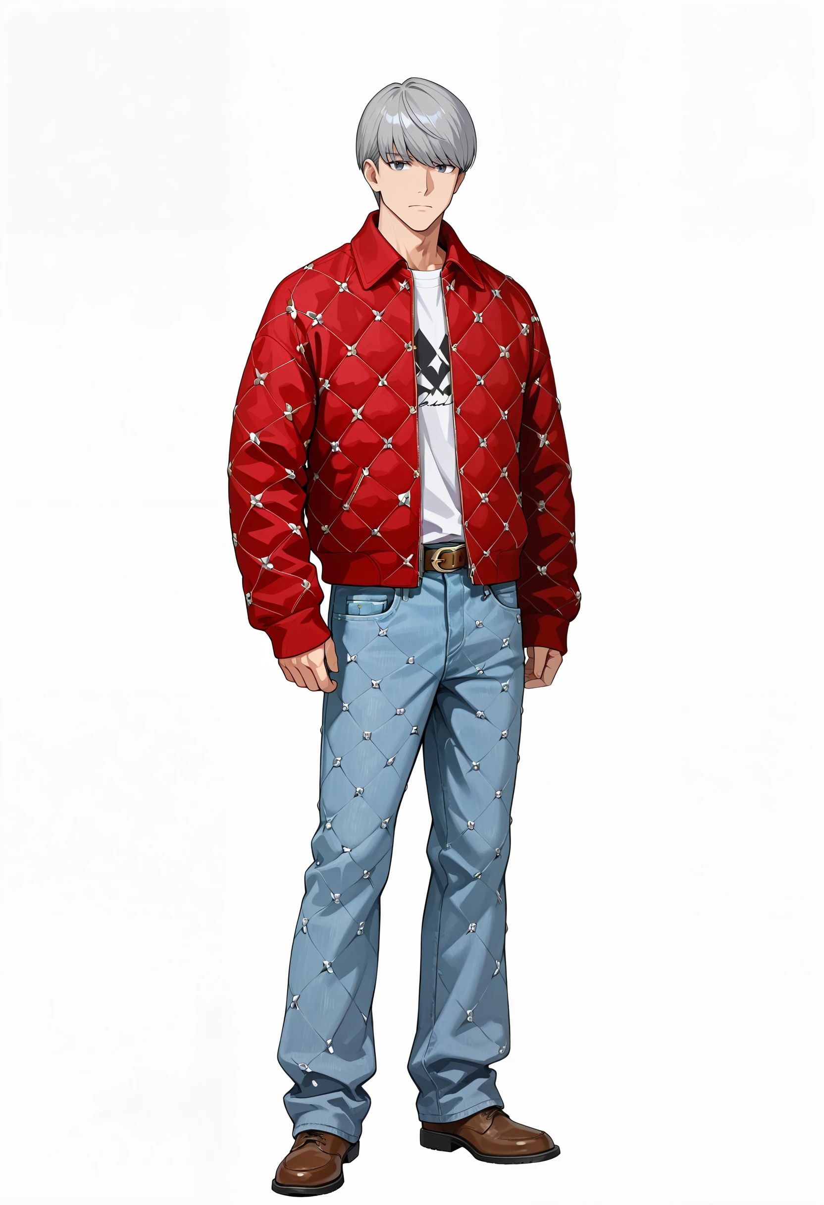 Diamond Quilted Swarovski Crystal Jacket & Jeans illust