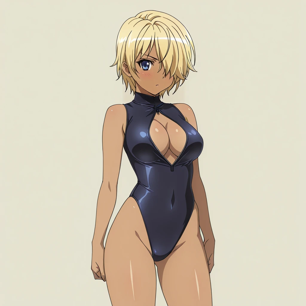 (extremely detailed CG unity 4k wallpaper),(masterpiece),(best quality),(ultra-detailed),(best illustration),(best shadow),(absurdres),(detailed background), Android 18, 1girl, android 18, solo, blonde hair, source_anime, score_9, score_8_up, score_7_up, anime screencap, 1girl, solo, breasts, looking_at_viewer, blushed smile, large_breasts, cleavage, bare_shoulders, sitting, collarbone, crossed_legs, black underwear, from_below, breasts, large breasts, big breasts, huge breasts, big tits, giant breasts, small bikini, bikini, bare shoulders, bare arms, beach, ocean, underboob