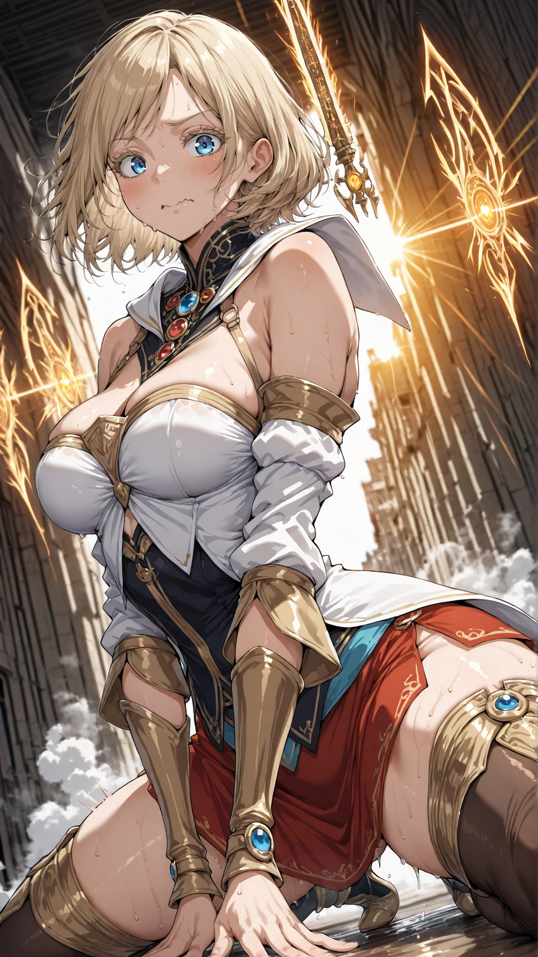 最high quality、Best image quality、masterpiece、With a girl((18-year-old、Best Bust、Large bast、Beautiful golden eyes、Spread your chest wide,Grey long hair、Slender、Big Valley、Gold Bodysuit,Show the whole body、Open your arms、Gold ring on wrist、手からlightningを放つ))high quality、Beautiful art、background((Night Sky、Black Cloud、lightning、violent thunder、Lightning strikes、Red Thunder、青いLightning strikes、Gold Thunder)))Tabletop、Visual Arts、Depth of written boundary、Night Sky(showoff breasts:1.6).(showoff ??????:1.3).(huge breasts:1.9)