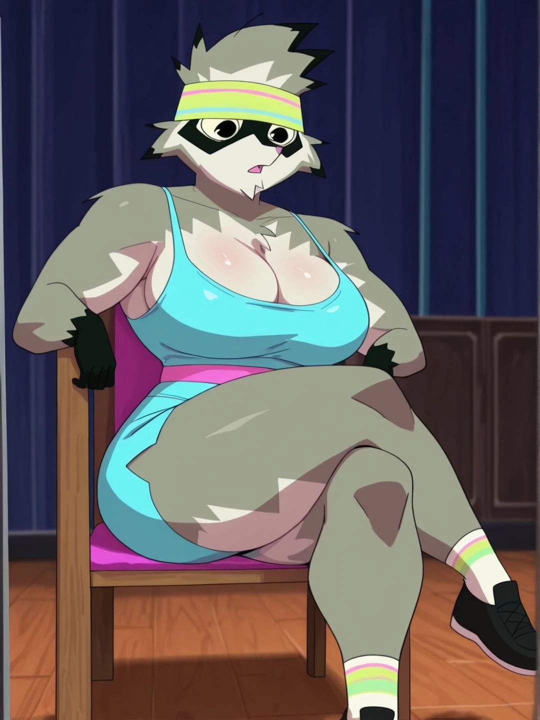 Ahsoka Tano, orange skin, chubby, wearing tight leather armor , wide hips, outside, determent, shy, friendly, brown cloths tightly around her body, cloth covering her boobs, sitting on a bench, soft smile, thick thighs, small boobs,