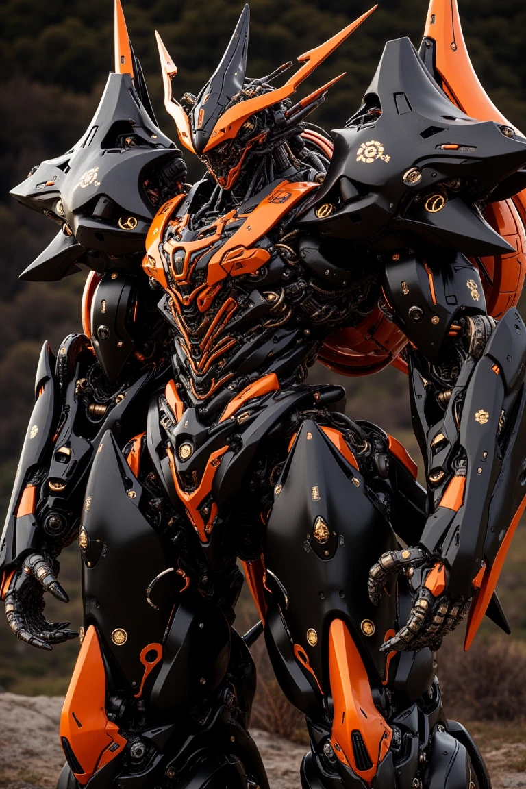 Black orange imposing mecha design