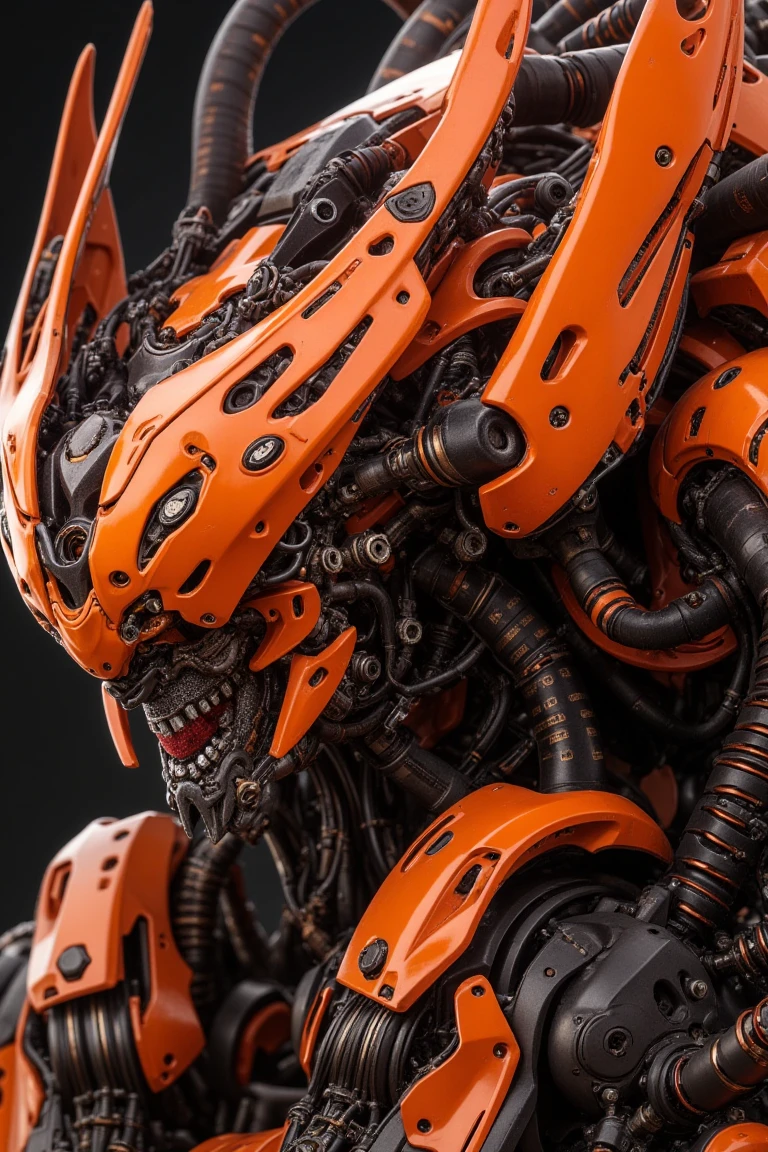 Mecha orange closeup, side view