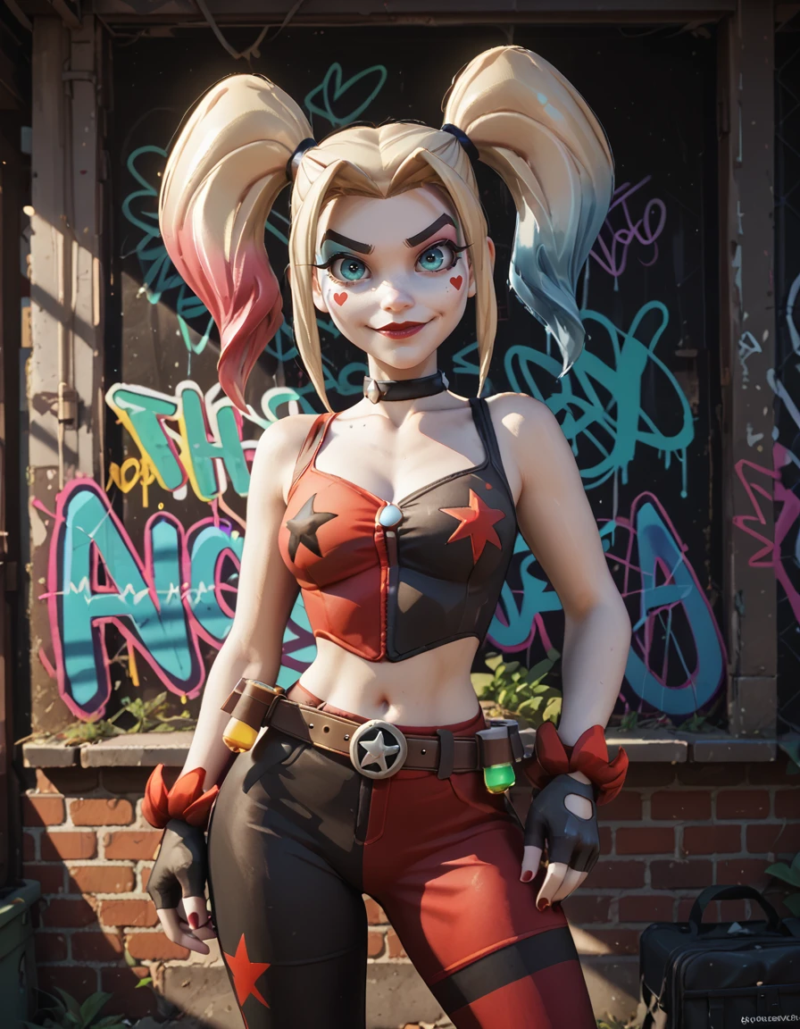 Harley Quinn -DC -semi-realistic comic anime style v2 more comic book style