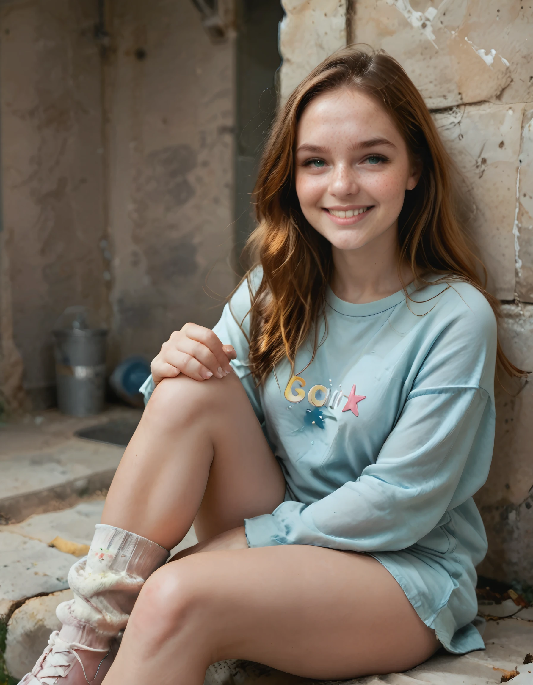 kawaii, pastel colors, high saturation, saturated shadows, soft, soft shading, blurred lines, low contrast, saturated details, cute, low detail, sketch, stars, starry sky, stickers, leg warmers, 1girl, Compoqueen,  street clothes, y2k fashion, smug smile, dim, holding popcorn bag, sitting, crossed legs, dynamic pose, close-up, crazy angle
flat color, illustration, masterpiece, extremely detailed 8k, ultra detailed perfect piece, flat color, no lineart,