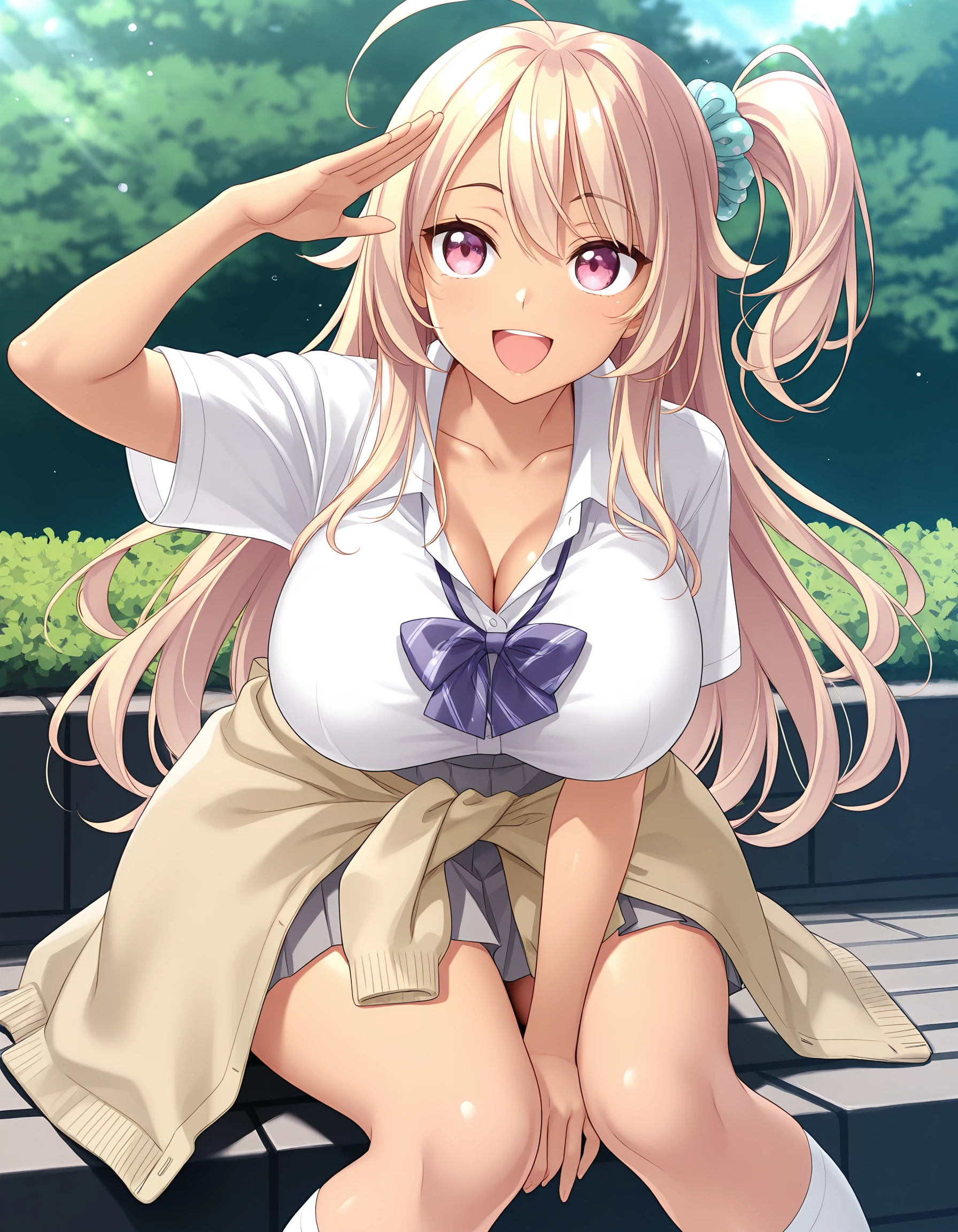 Erotic Anime Illustration、Highest image quality、Voluptuous idol shows off her vagina in a beach hut、sit on a chair、perfect proportions、Overwhelmingly big breasts beyond the norm、thick legs with fat、big areola、Beautiful shining eyes、cowboy shot、get into heat、smile、shaved pussy、exposing nipples、Detailed depiction of the vagina、intense sweating