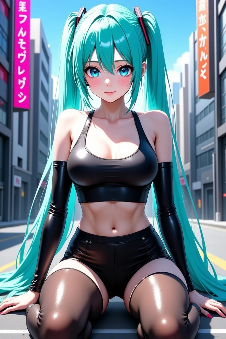 (((top-quality)), ((​masterpiece)), Pitch Resuit、((Colossal tits:1.4))、goth_punk, 1girl in, 独奏,、top-quality, Photorealistic, An ultra-fine illustrations, beautiful attractive anime girl, miku hatsune, Slender body, Tied hair, one girls, a photo of girl, Full body shot, Beautiful blue eyes, Turned,、Puffy nipple、ONE PIECE mini skirt dress  racing  uniform 、sobbing tears、 see -through、kneehighs　white、panty shot、(cum in pussy vaginal:1.2)、cum in mouth.、racing circuit、crowd、Being watched、(G-string :1.3)、Open lips、little smile