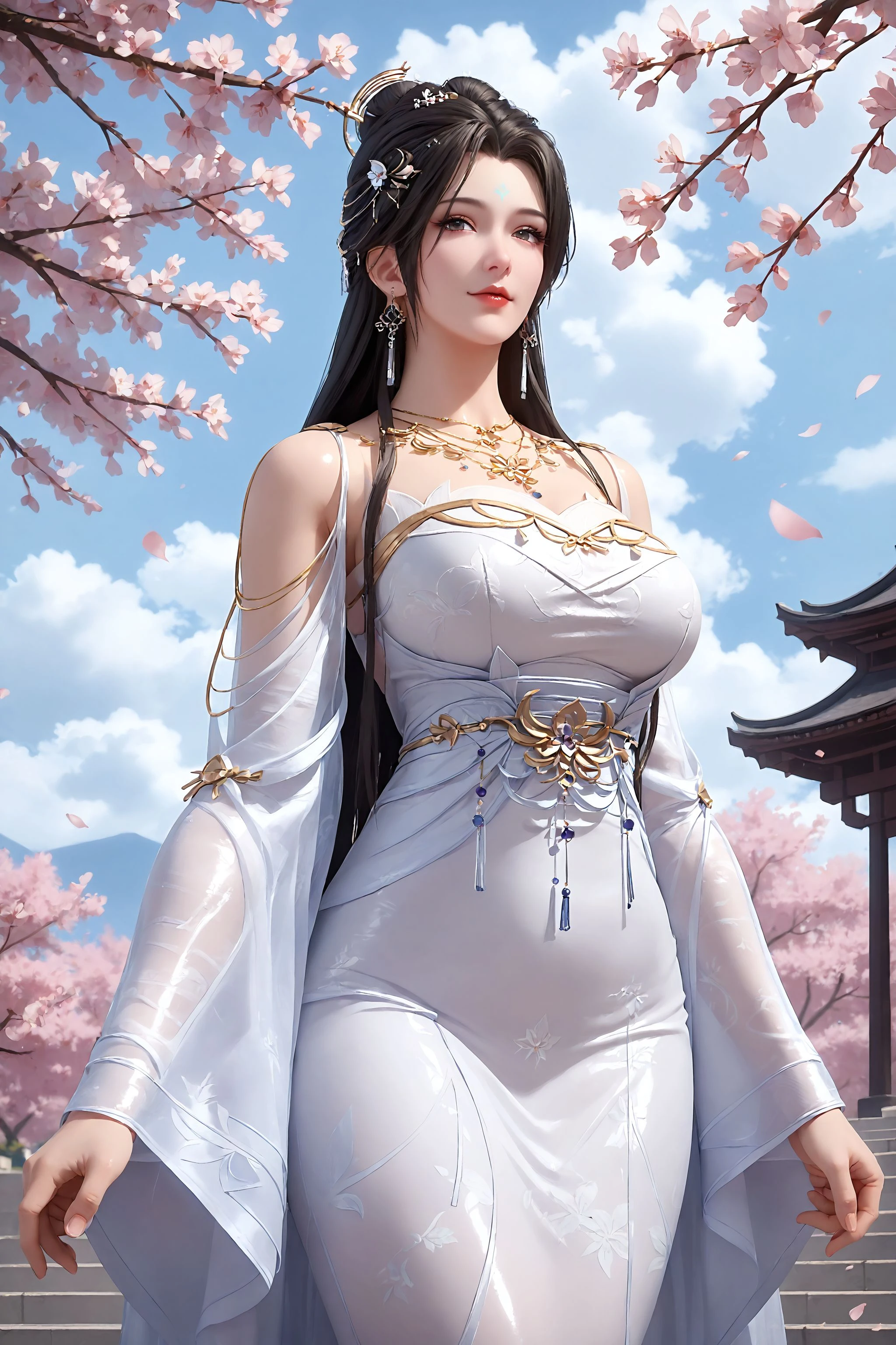 (,1girl, pov,best quality, ) , (((,1girl, solo, large breasts, looking at viewer, cherry blossoms,lake, snow, snowing, lake, full moon, moonlight, night, night sky,sparkle hair ornament, ))) <lora:DA_GuFengJiaRen:0.6>
ultra realistic 8k cg, flawless, clean, masterpiece, professional artwork, famous artwork, cinematic lighting, cinematic bloom, perfect face, beautiful face, fantasy, dreamlike, unreal, science fiction, lace, lace trim, lace-trimmed legwear, luxury, jewelry, diamond, gold, pearl, gem, sapphire, ruby, emerald, intricate detail, delicate pattern, charming, alluring, seductive, erotic, enchanting, hair ornament, necklace, earrings, bracelet, armlet,halo,autumn,