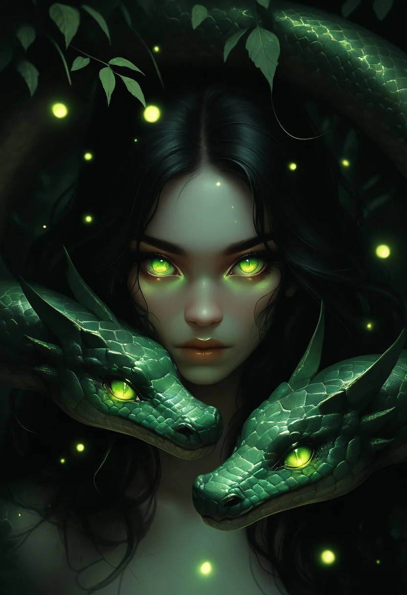 ((best quality)), ((masterpiece)), ((realistic)),witch, full body, the hair is composed of countless small snakes, green eyes, female face, metal carved top, royal aura, trend on artstation , sharp focus, studio photo, intricate detail, very detailed, detailed eye, illustration, very detailed, sharp focus, digital render, professional, 4k
