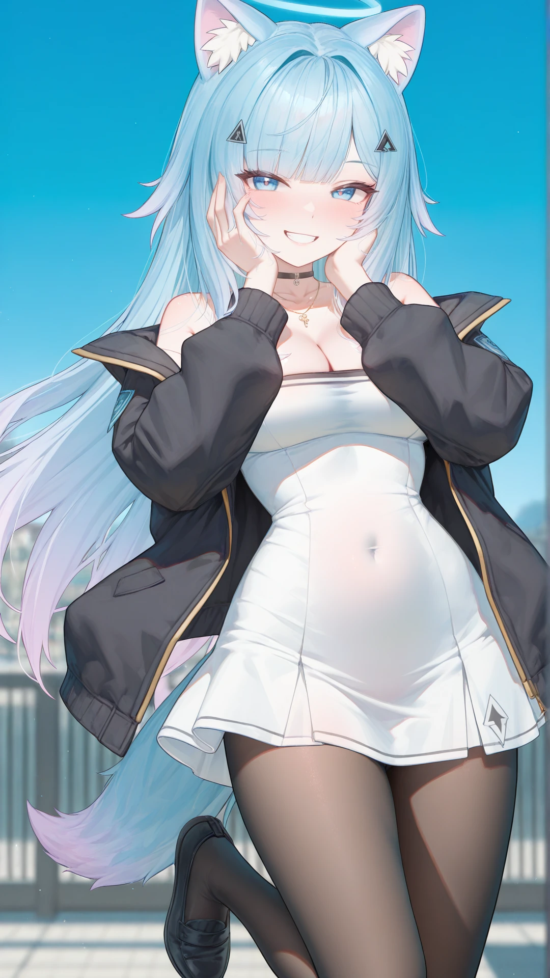 Giant maiden,Moe two-dimensional style,Pregnancy status,Round belly,Gaze at the bustling city, Laying down