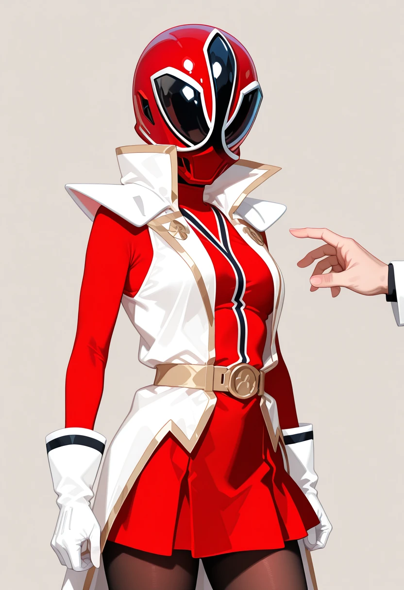masterpiece, best quality, very aesthetic, absurdres, simple background, flat color, no outline,
BREAK 1 girl, red bodysuit, helmet, pantyhose, red skirt, flat skirt, white gloves, cowboy shot, white sleeveless trench coat
BREAK <lora:Red_Ranger_Samurai_Illustrious:1.4>, good hand, <lora:illustrious_flat_color_v2:1>
