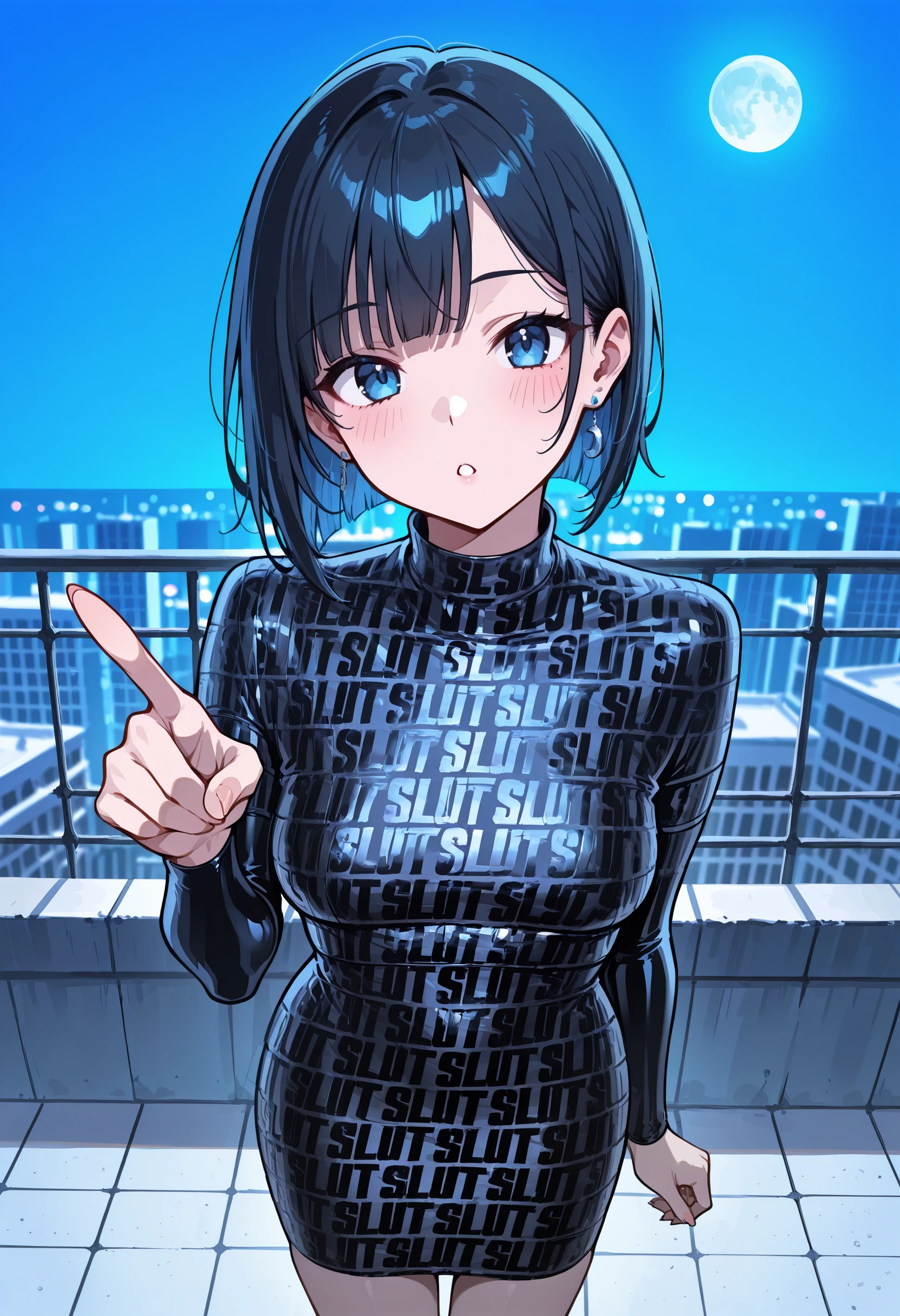 Slut Print Latex Dress illust