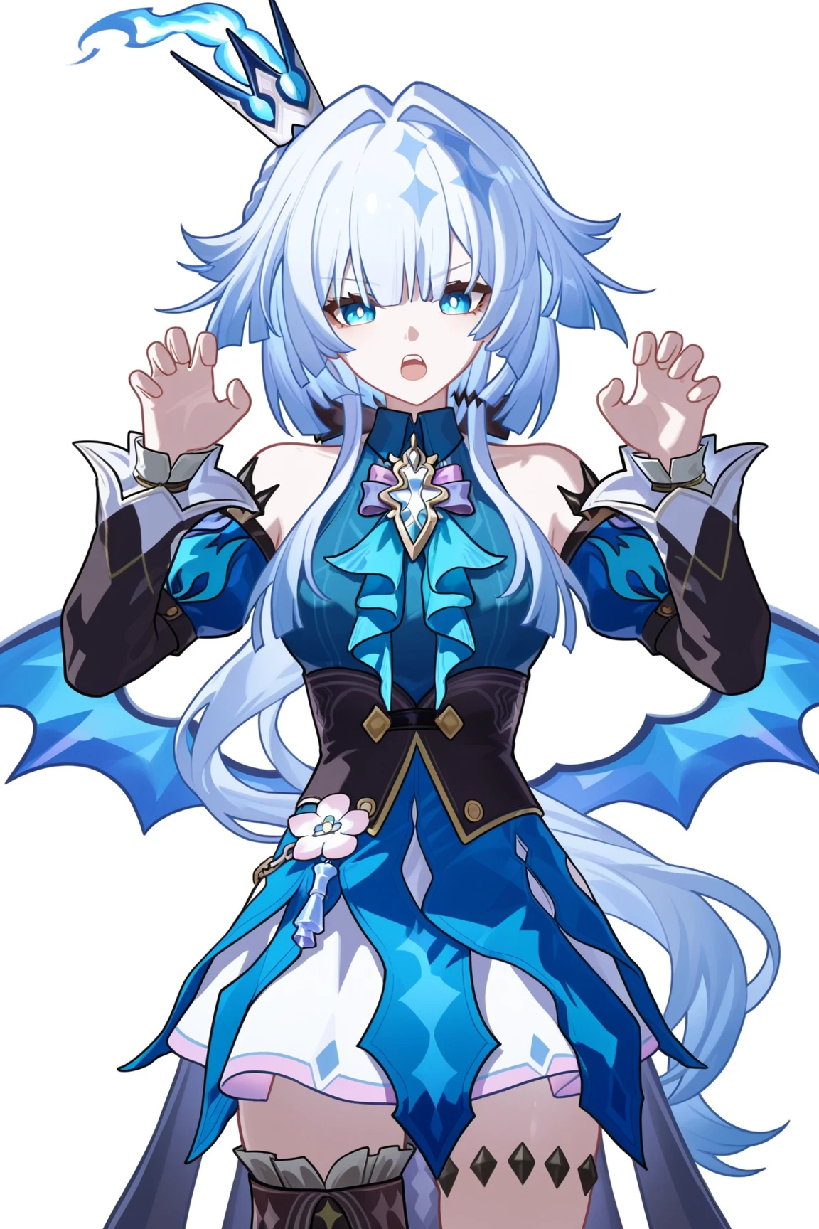 masterpiece, best quality, absurdres, 1girl, beta_ie, keshin_armed, armor, evil smile, grin, purple eyes, standing, bedroom, <lora:Beta:1>