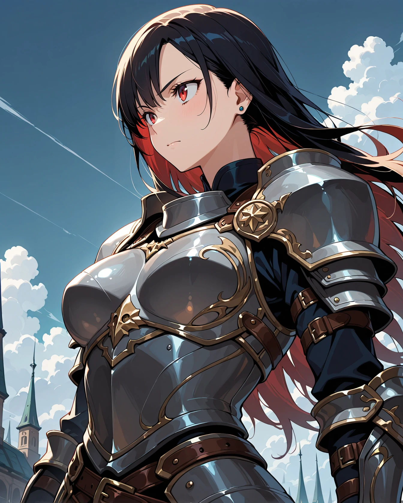 masterpiece, best quality, 1girl, solo, armor