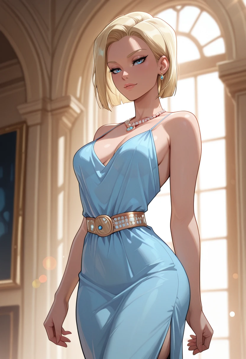 very awa, masterpiece, best quality, absurdres, newest, perfect quality, detailed background, intricate details
<lora:ILDBAndr01d18:1>
DBAndr01d18, 1girl, blonde hair, blue eyes, short hair, discreet lens flare, moody lighting, in flowing dress, necklaces, luxury fashion, dynamic pose