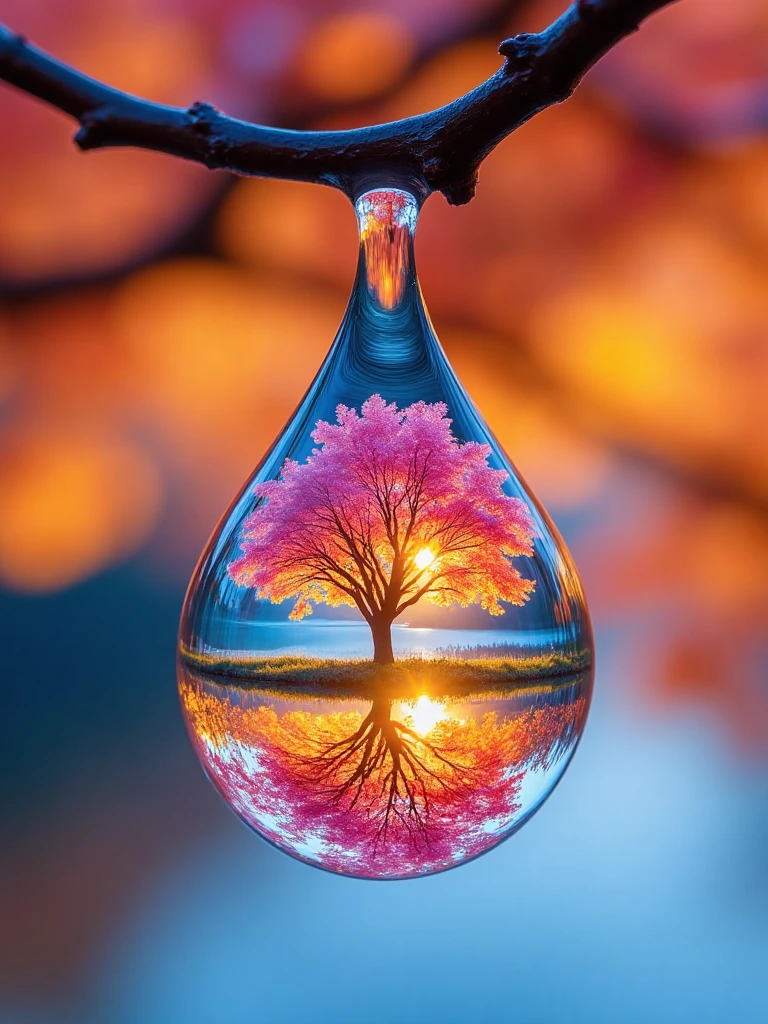 E_Autumn Scenery Reflected In Water Droplets_Autumn Water Droplet Creation v1.0