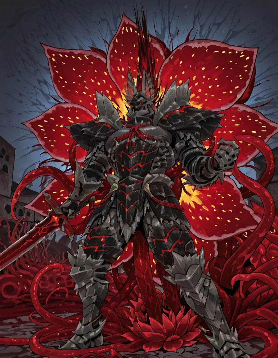 <lora:zinogerArmor-000009:1> helmet, armor, black armor, animal ears, broad shoulders, red eyes, horns sword, dynamic pose, <lora:[PCrow] Prison Break ArtistCG Style Illustrious:1> prisonbreakil, male focus .... <lora:horrible_flower:1>
horrible flower,monster,monster flower, gigant flower, size difference,tentacles,