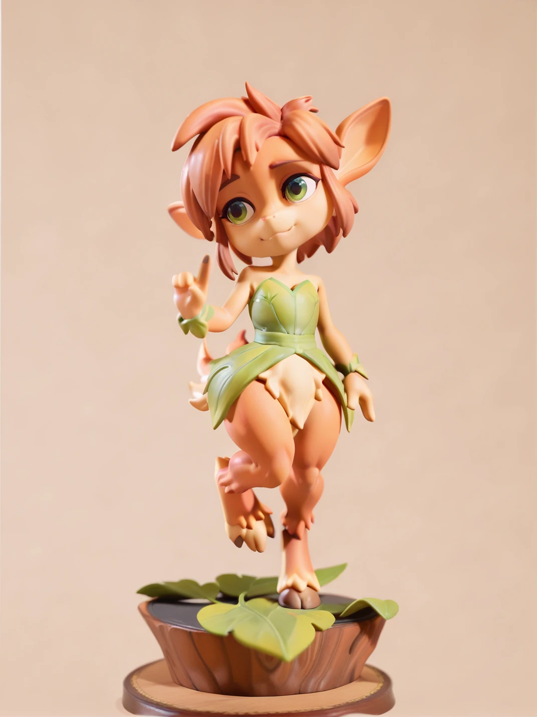 highres, hi res, best quality, masterpiece,,
1girl, (EloraXL:1.1), furry female, strapless, leaf dress, body fur, flat chest, green eyes, bangs, animal nose, thick thighs, knees,
simple background, one leg up, standing on base, one hand at side, one hand v gesture, (full body:1.2), (cover body:1.2), head tilt,,
<lora:AEloraSpyro_character:0.75>, <lora:ill-xl-01-pvc_2:0.9>,,