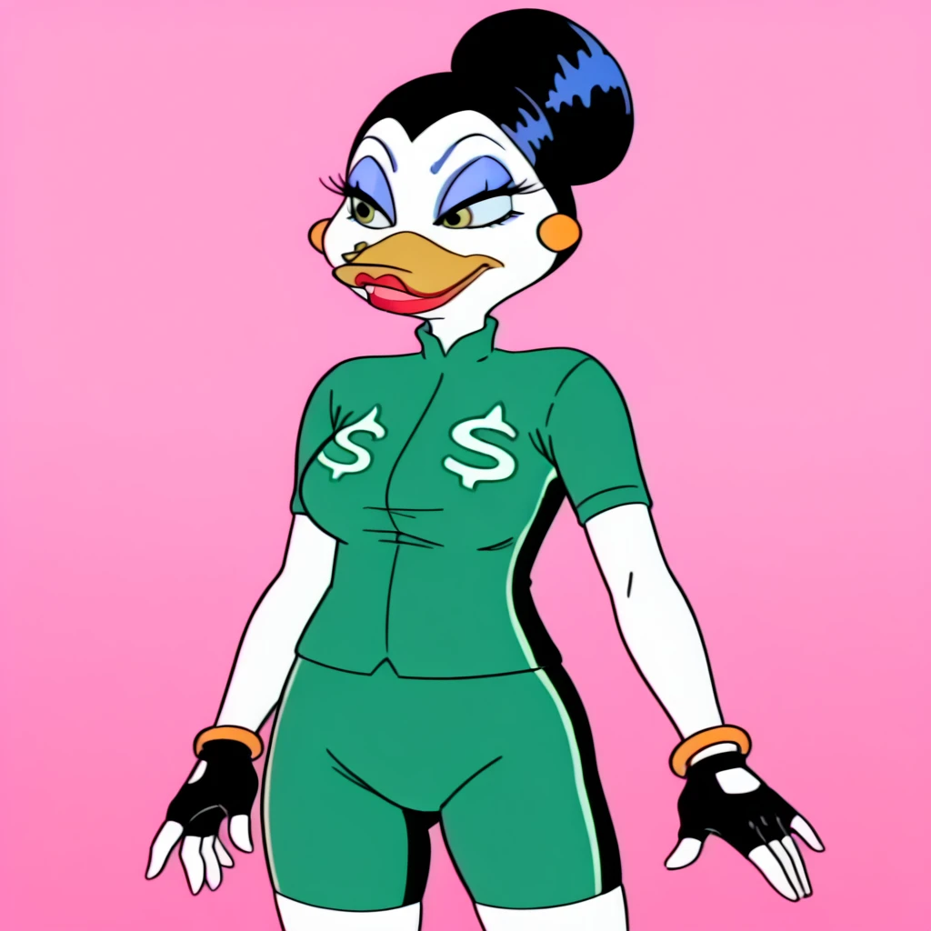 <lora:Vanderbucks_illustrious_v1:1> Vanderbucks, 1girl, makeup, jewelry, furry female, single hair bun, black hair, bracelet, medium breasts, blue eyeshadow, cowboy shot,  lipstick, <lora:cycling-uniform-illustriousxl-lora-nochekaiser:1> cycling uniform, bike jersey, bike shorts, biker clothes, fingerless gloves, gloves, short sleeves,