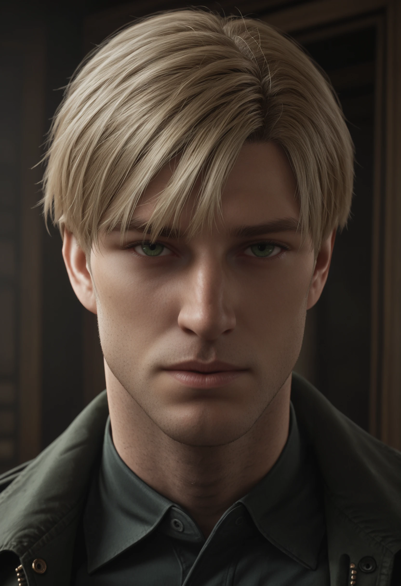 very awa, masterpiece, best quality, absurdres, newest, perfect quality, detailed background, intricate details
<lora:ILSH2RJames:1.0>
SH2RJames, 1boy, male focus, short hair, blonde hair, green eyes, looking at viewer, portrait