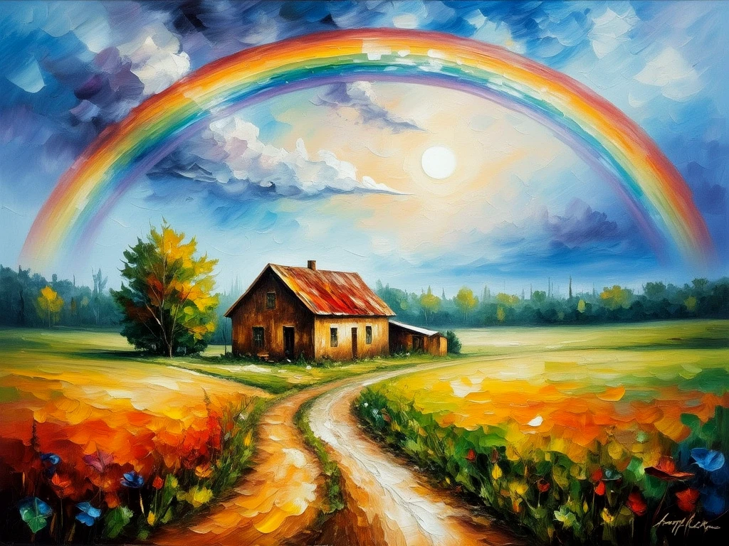 A painting.
A rainbow over the farmhouse.
afrmvCE_style