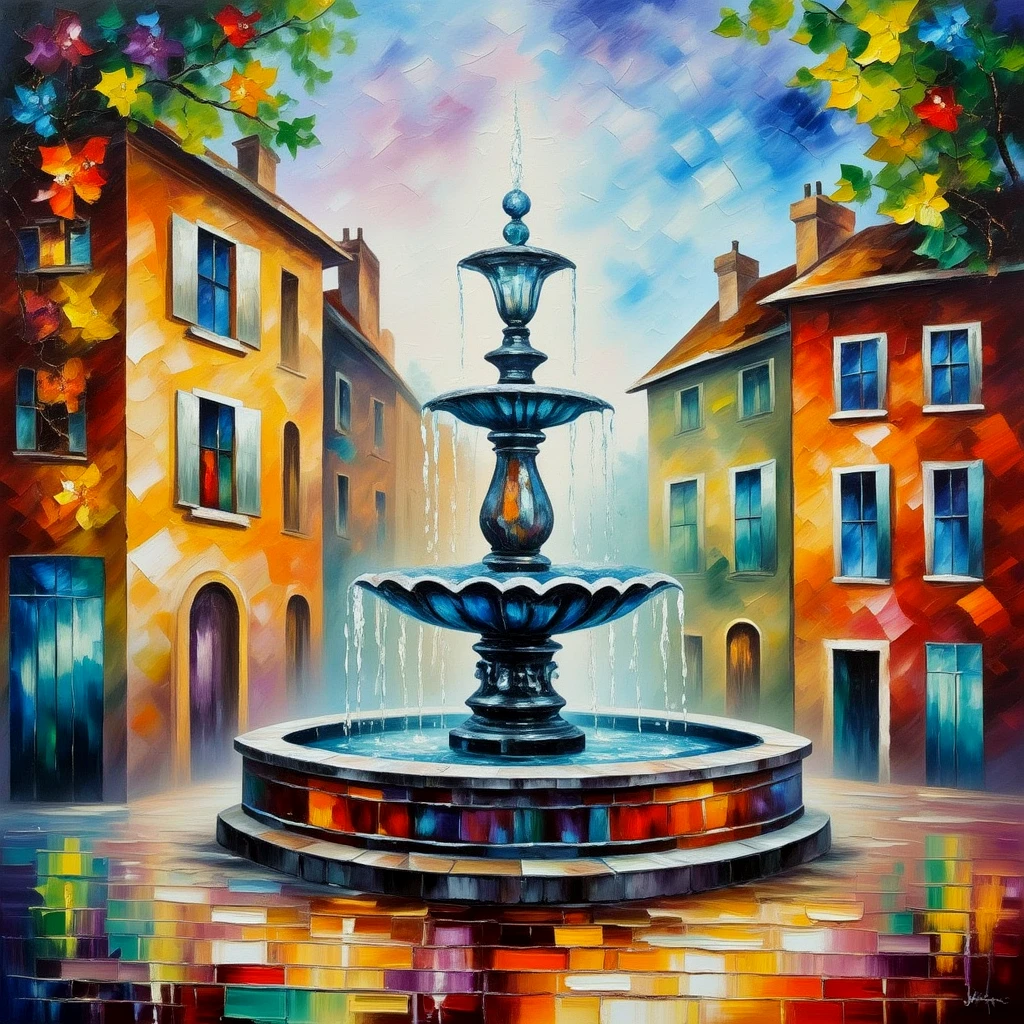 A painting.
A fountain in the town square.
afrmvCE_style