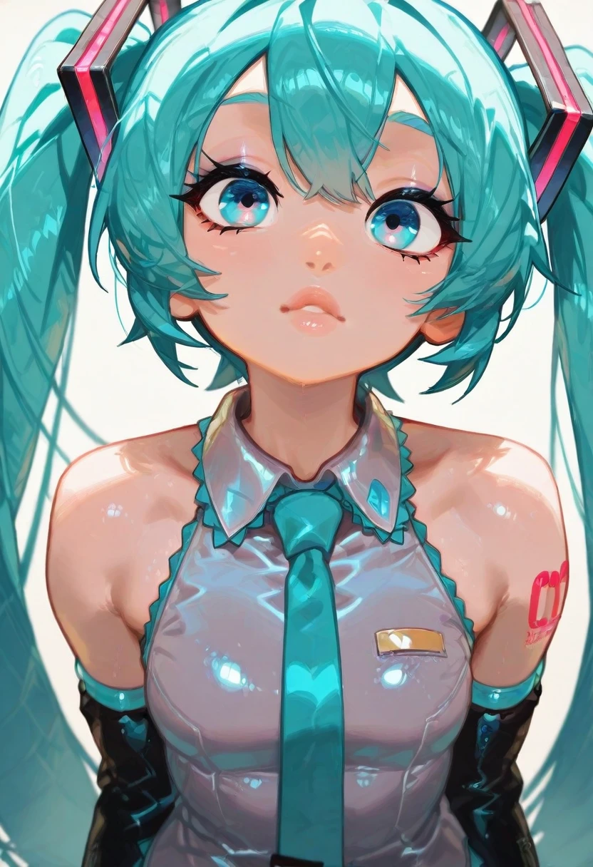 sexy_perspective, (masterpiece), (best quality), (ultra-detailed), amazing quality, very aesthetic, illustration, perfect composition, intricate details, absurdres, incredibly absurdres, shiny skin, realistic, 20yo, shiny hair,clear skin,ultra-detailed-eyes,simple background,cute, eyelashes, greatscore, pretty, anime, cartoon, shiny skin, shiny, Lico_PS, 1girl, solo, hatsune miku, twintails, blue eyes, blue hair, collared shirt, frilled shirt, blue tie, bare shoulders, black sleeves, shoulder tattoo, blue eyeshadow, blurry, chromatic
<lora:DPM_A1:1> hdr:1.2 <lora:HerrscherAGGA2024_Lico_Project-ULTIMATUM_V1_537648:1>