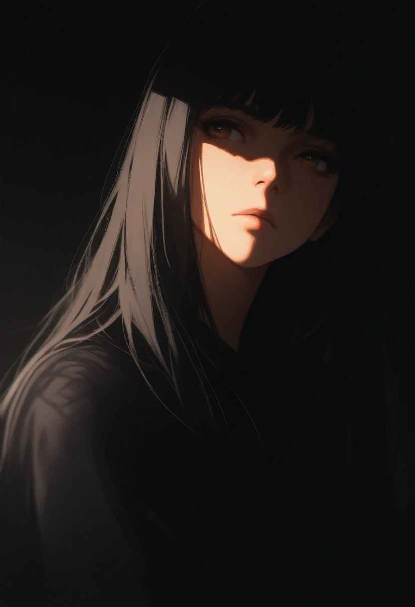 masterpiece, best quality, very aesthetic, 1girl, solo, upper body,sidelighting, dark background