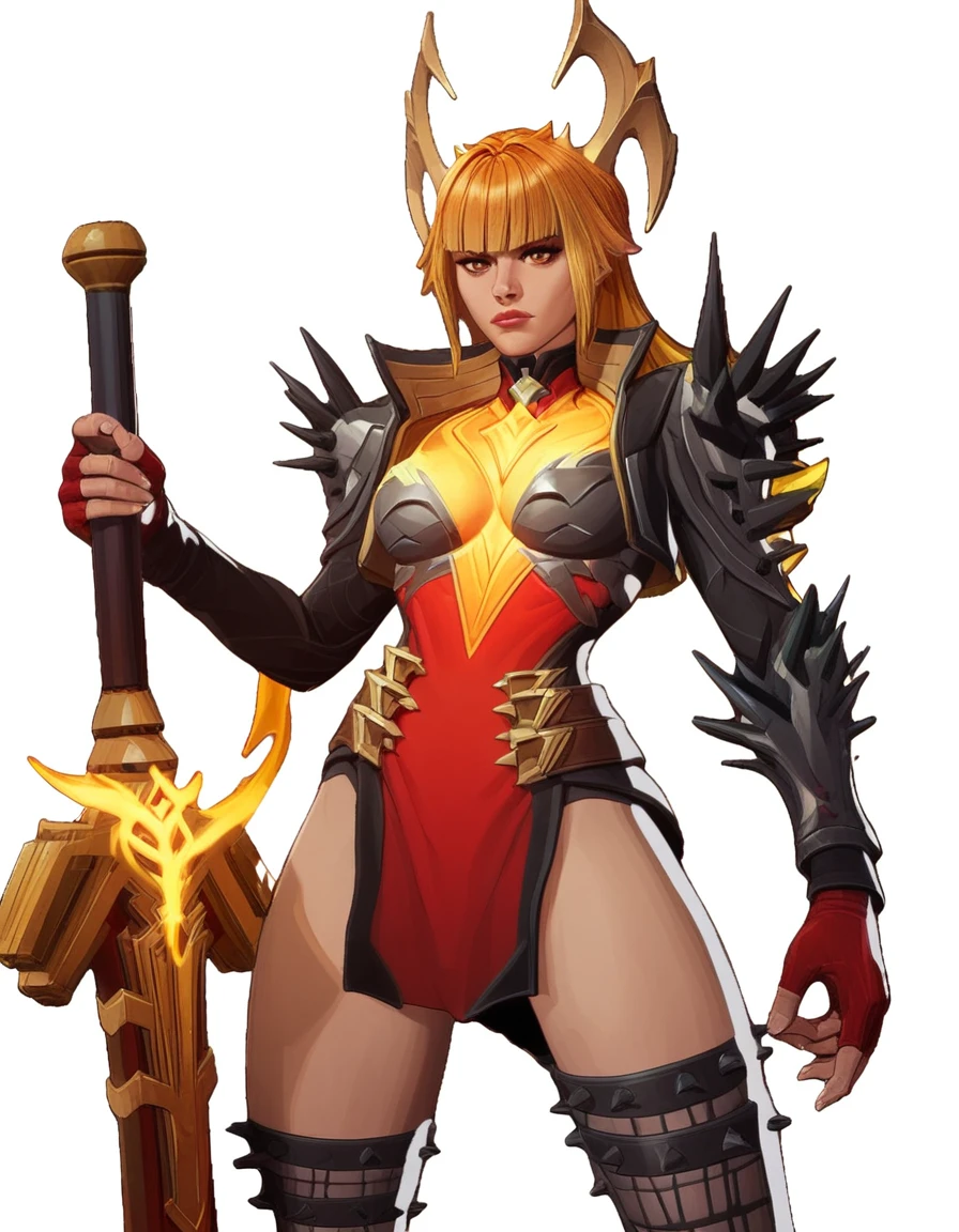 score_9,score_8_up,score_7_up,score_6_up,
1girl, solo, (((Magik, Standing, Phoenix Demon Outfit, 3/4 view, ambient light, white background, plain background)))
(((blonde and red hair, fringe, bangs))),
perfect face, beautiful face, serious expression, red lips, brown eyes, slender, sexy thighs, 5 fingers, perfect hands,
<lora:Magik_-_Phoenix_Demon_Outfit__Marvel_Rivals:1>