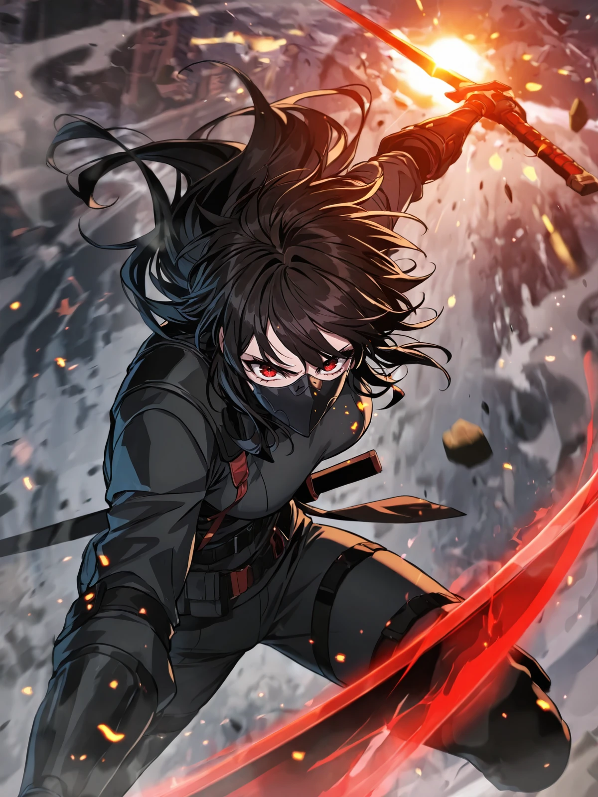 (1girl:1.2),mask,medium breasts,cowboy shot,potrait,looking at viewer,epic,<lora:Omniscient_Reader_rank16_fp16:0.8>,omn1sc1entr3ad3r,(detailed background:1.2),web shooting,fighting,<lora:perspective:0.8>,perspective,holding sword,, best quality,high quality,extremely detailed,8K HD,Subsurface scattering,epic,hdr,intricate details,8k,(hyperdetailed:1.2),(vivid colors:1.2),better shadows,