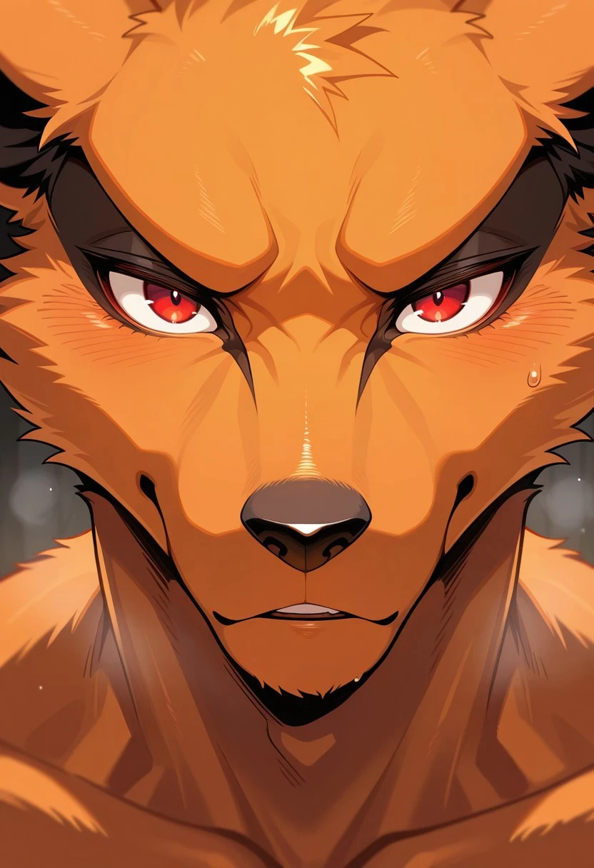 Safe_pos,masterpiece,best quality,amazing quality, 1boy,solo,anthro,face focus,Kur4m4,red eyes